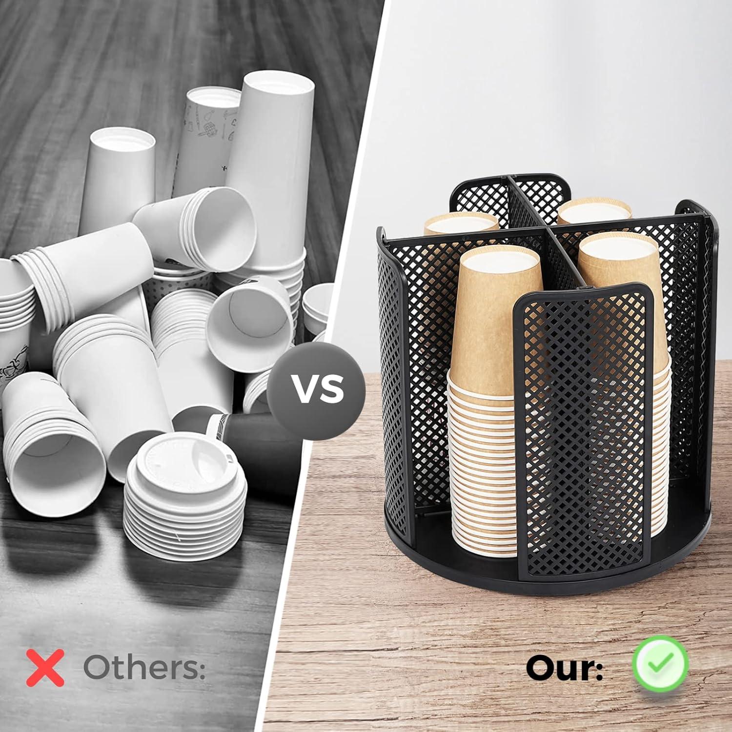 Organizador de Tazas Rotativo BATTIPAW 4 Compartimentos Negro