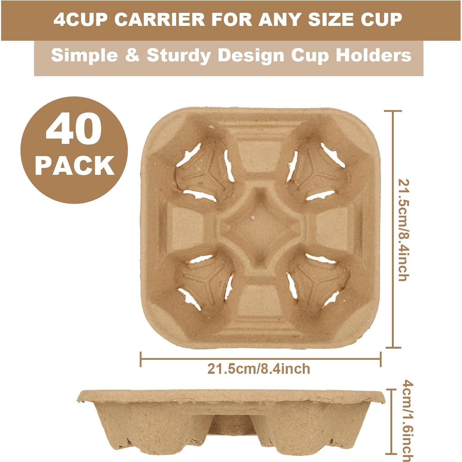 Bandeja para 4 Tazas ACXFOND 40 Pcs Biodegradable Marrón
