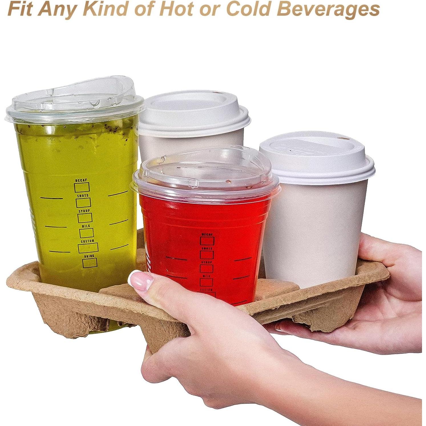 Bandeja para 4 Tazas ACXFOND 40 Pcs Biodegradable Marrón