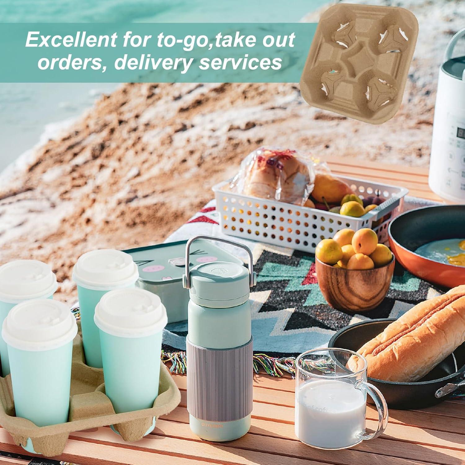 Bandeja para 4 Tazas ACXFOND 40 Pcs Biodegradable Marrón