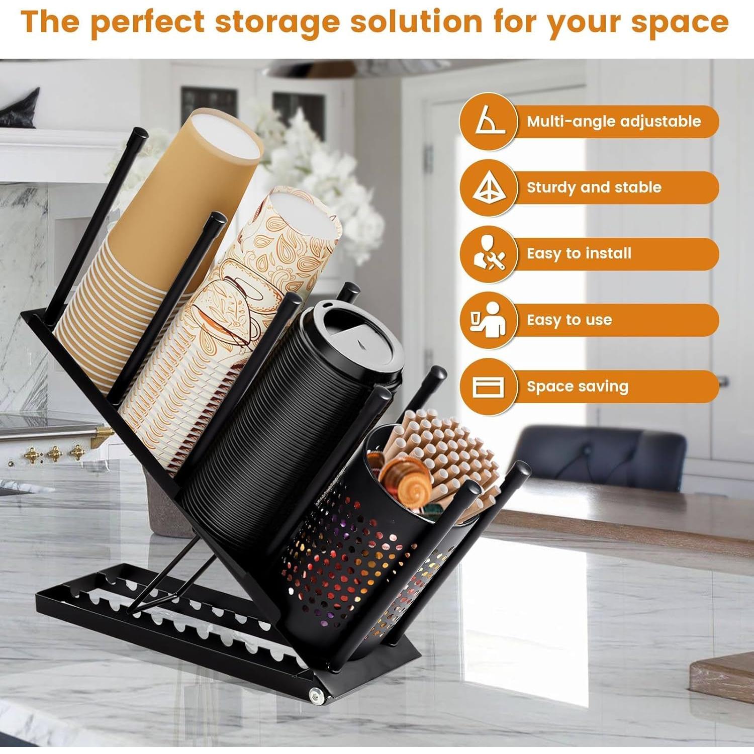 Soporte Organizador de Tazas JKVPOI 4 Compartimentos Negro