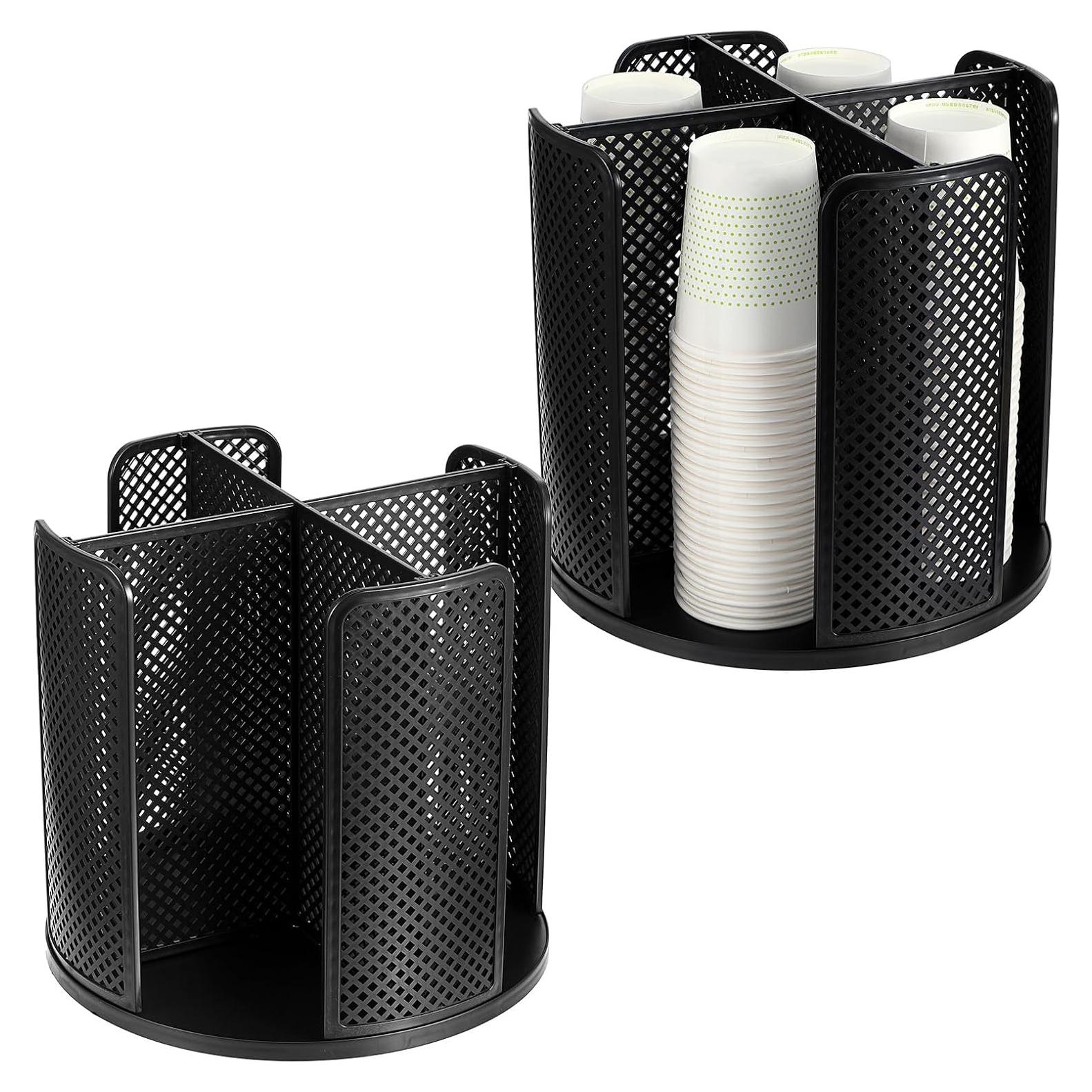 Dispensador de Tazas de Papel Rotatorio Ubamdom 2 Pcs Negro