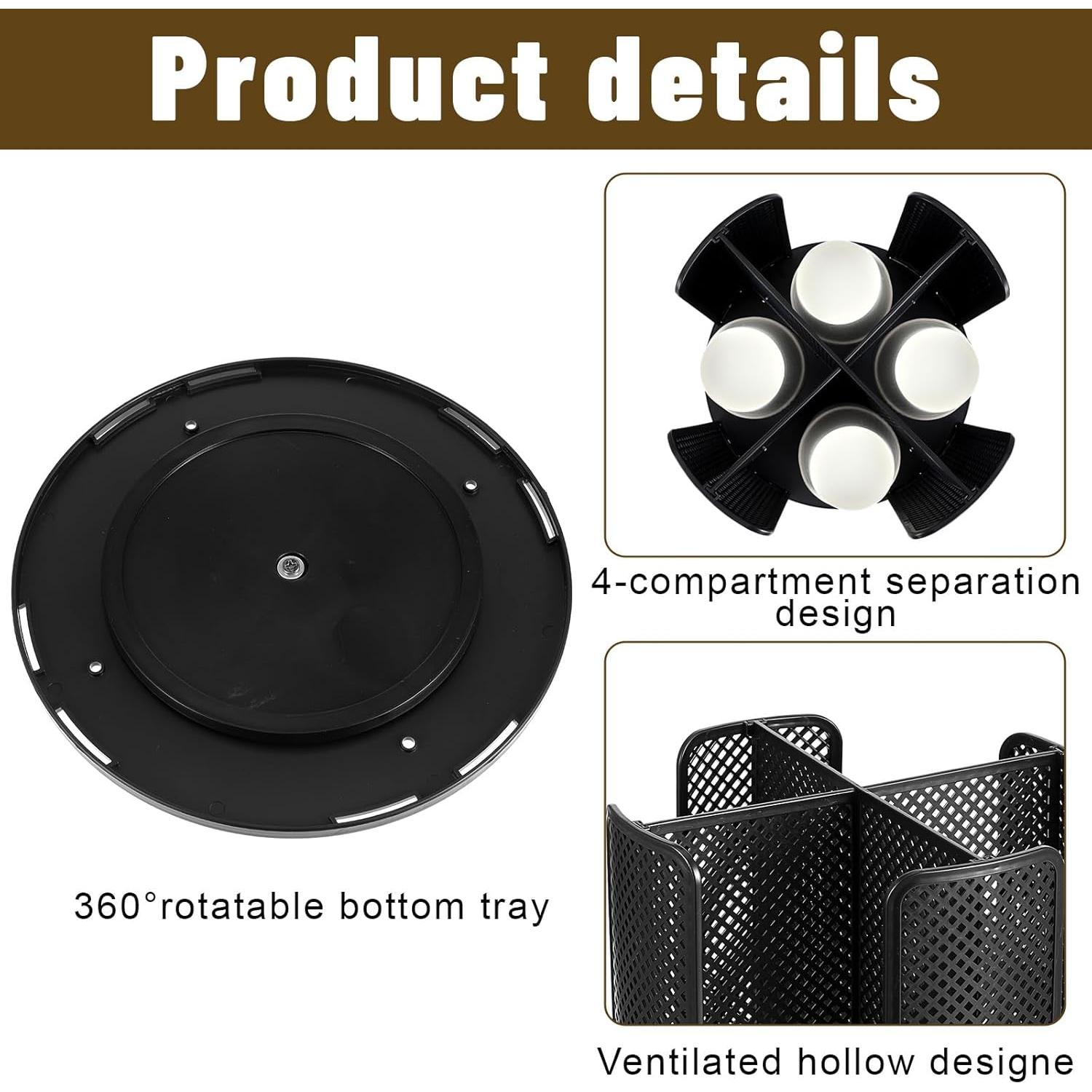 Dispensador de Tazas de Papel Rotatorio Ubamdom 2 Pcs Negro