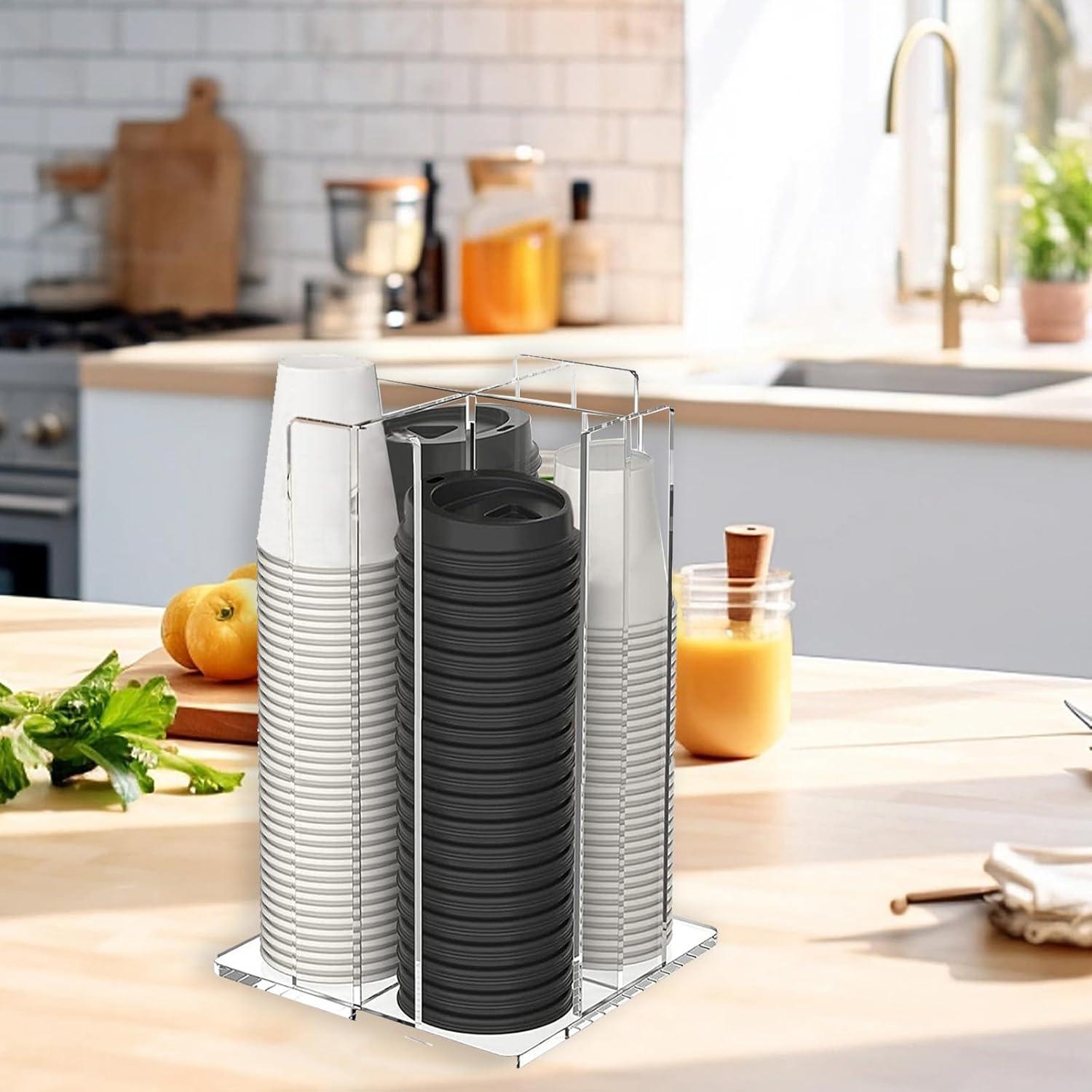 Soporte para Tazas Tirifer, Organizador Acrílico 4 Compartimentos