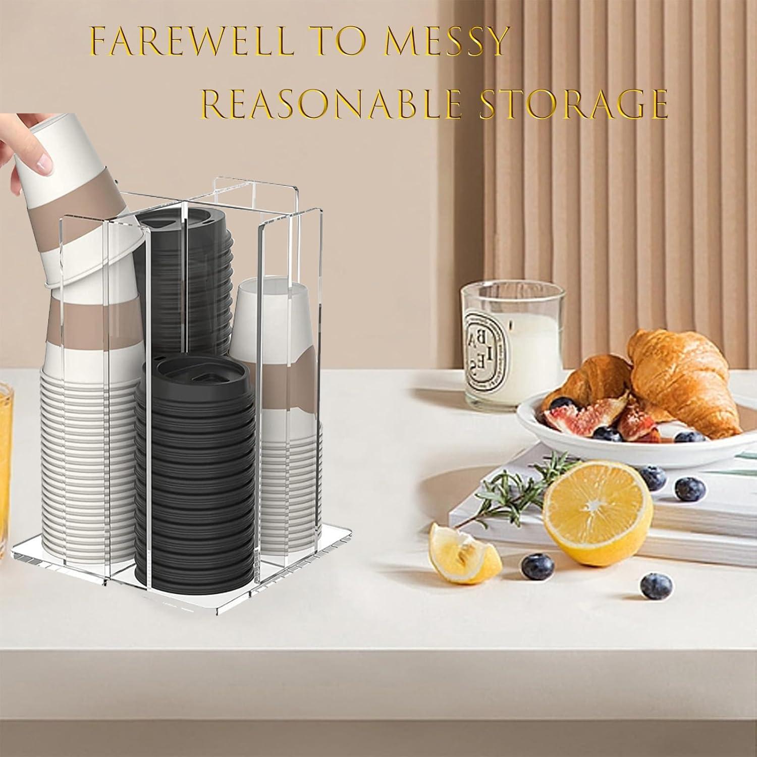 Soporte para Tazas Tirifer, Organizador Acrílico 4 Compartimentos