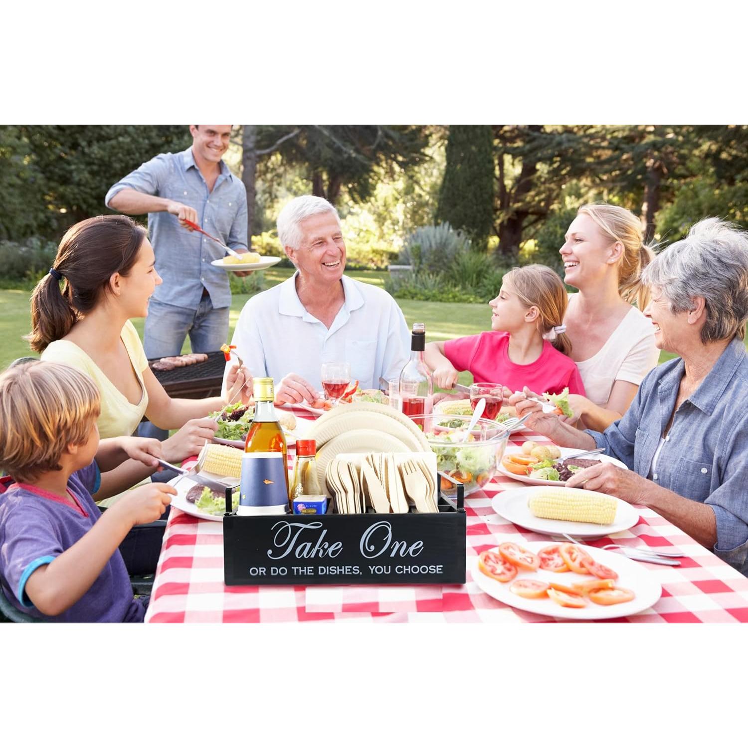 Organizador de Utensilios de Madera Rehuei para Platos de Papel