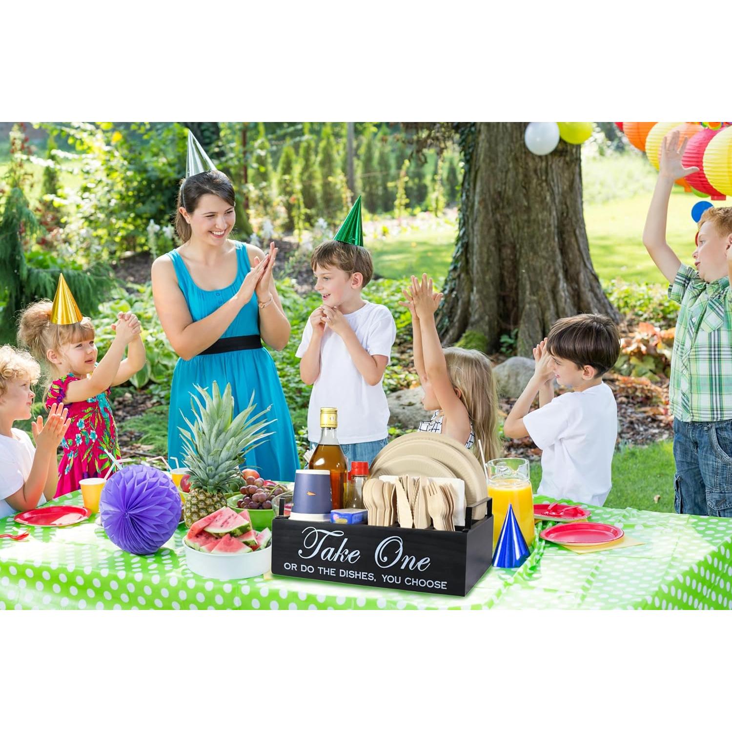 Organizador de Utensilios de Madera Rehuei para Platos de Papel