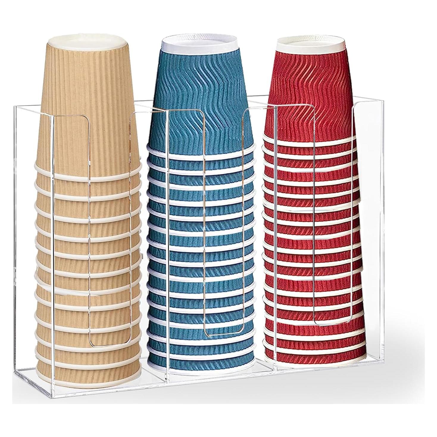 Dispensador de Tazas de Café Teemuday 3 Compartimentos Acrílico