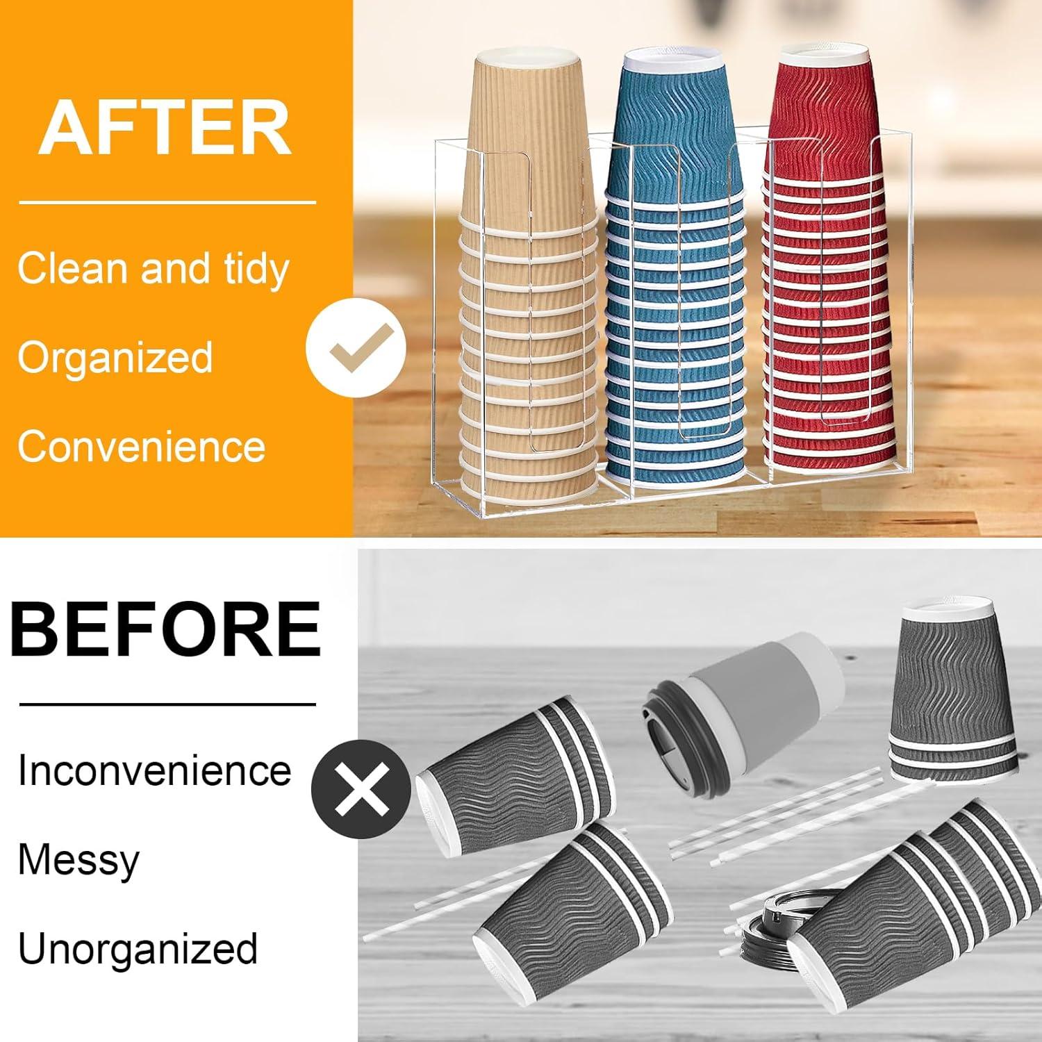 Dispensador de Tazas de Café Teemuday 3 Compartimentos Acrílico