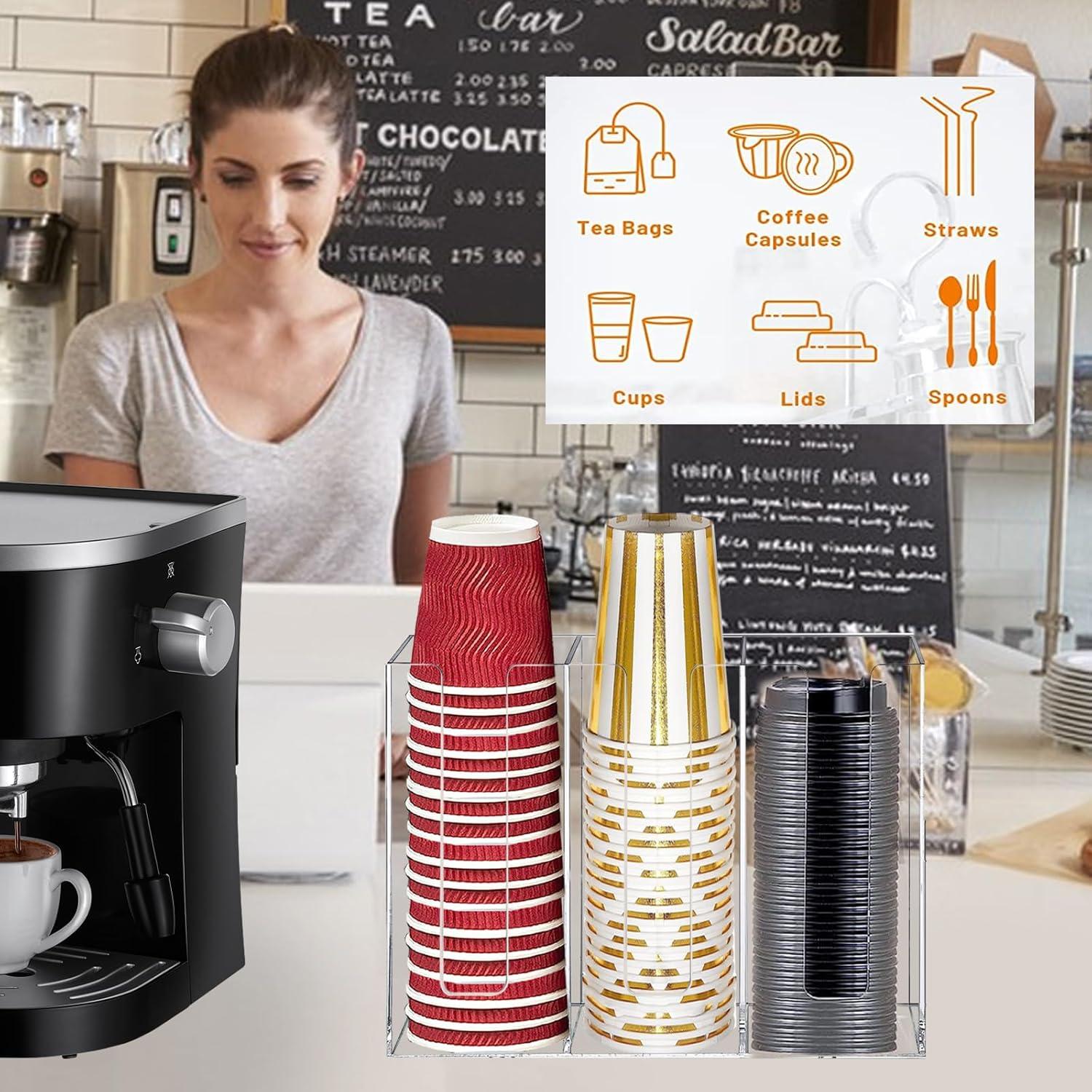 Dispensador de Tazas de Café Teemuday 3 Compartimentos Acrílico