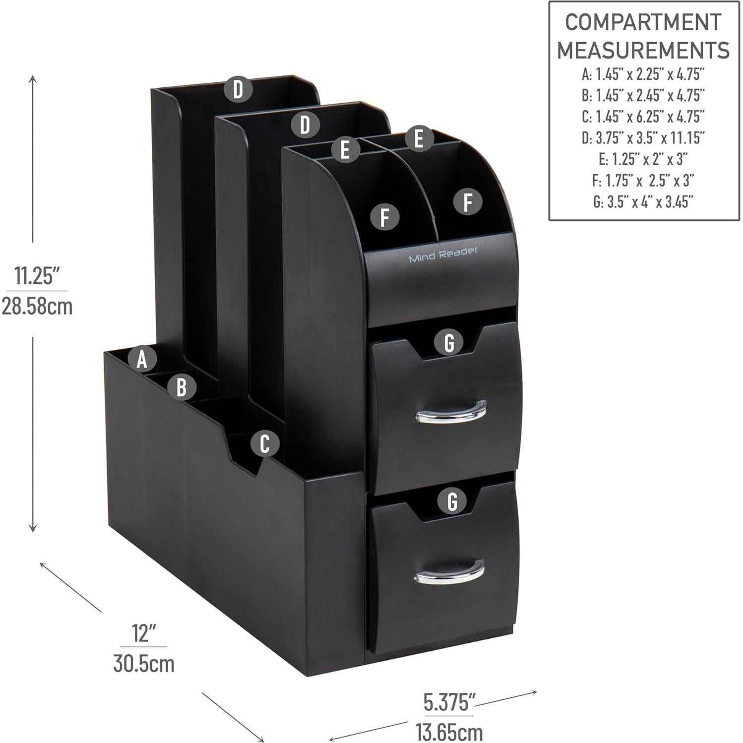 Organizador de Tazas y Condimentos Mind Reader Negro 28.6x13.6x28.3cm