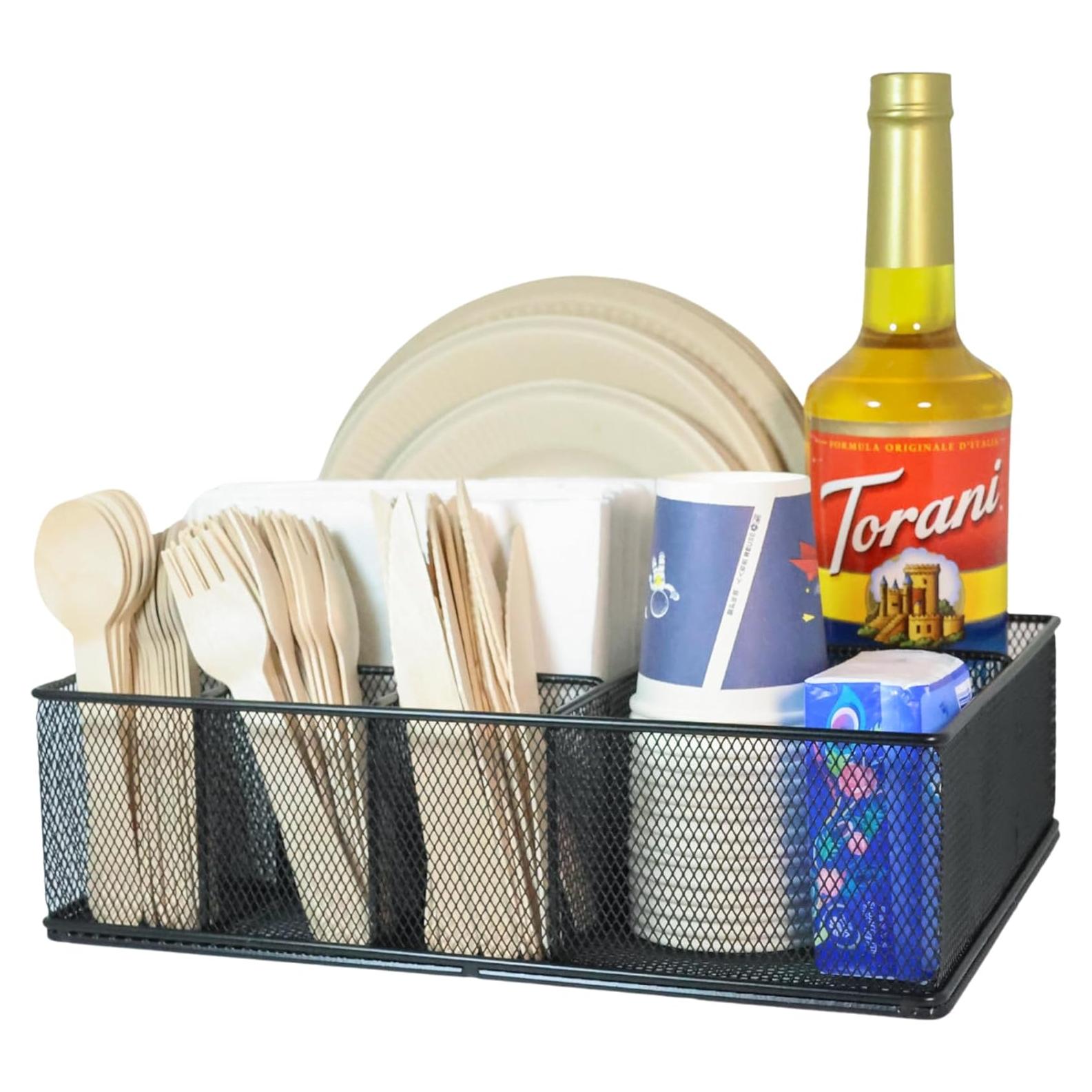 Organizador de Platos de Papel Rehuei con Soporte para Utensilios