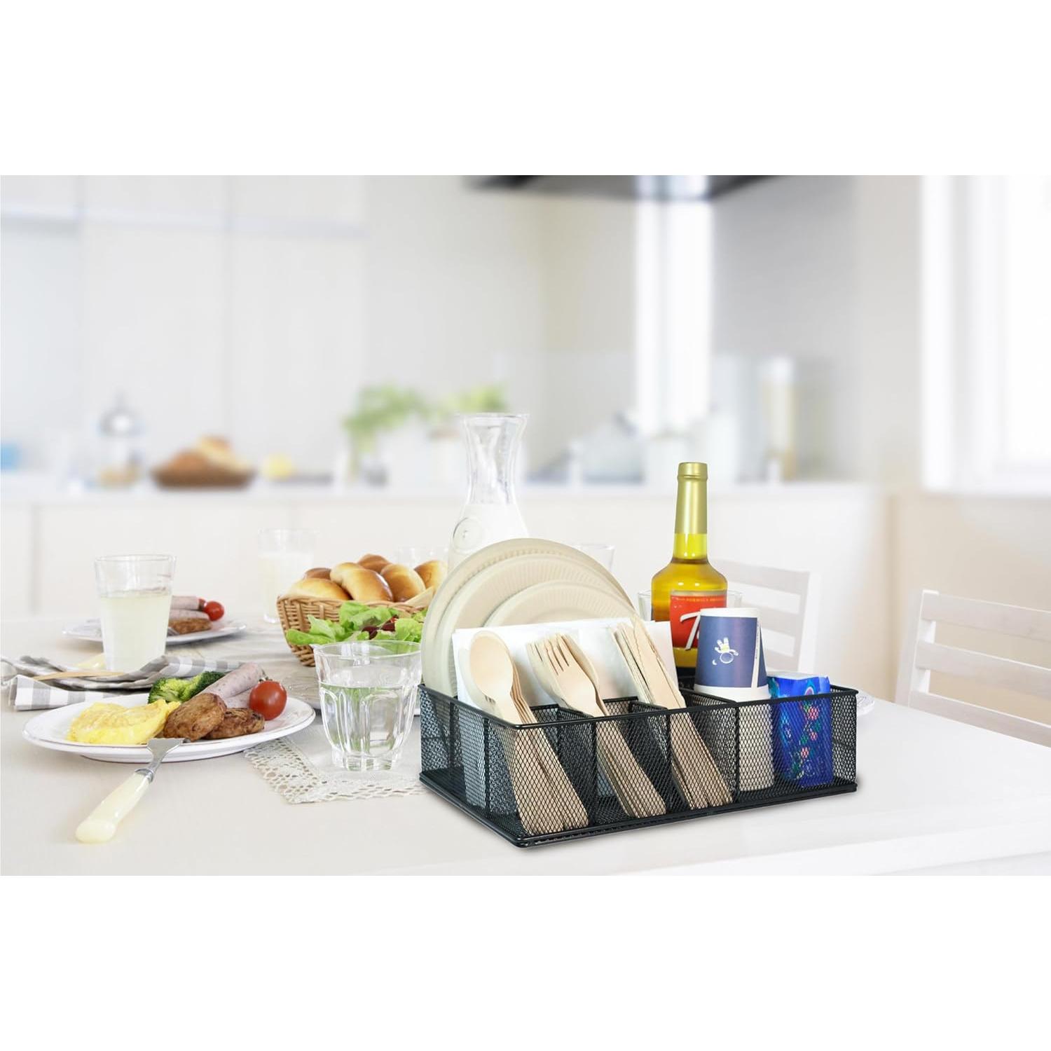 Organizador de Platos de Papel Rehuei con Soporte para Utensilios