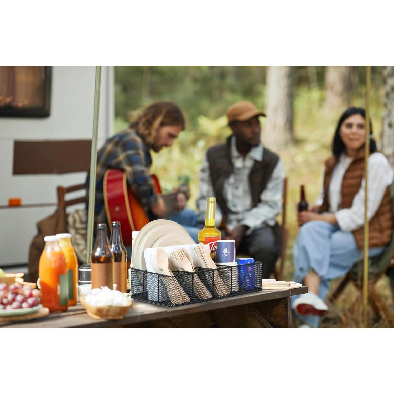 Organizador de Platos de Papel Rehuei con Soporte para Utensilios