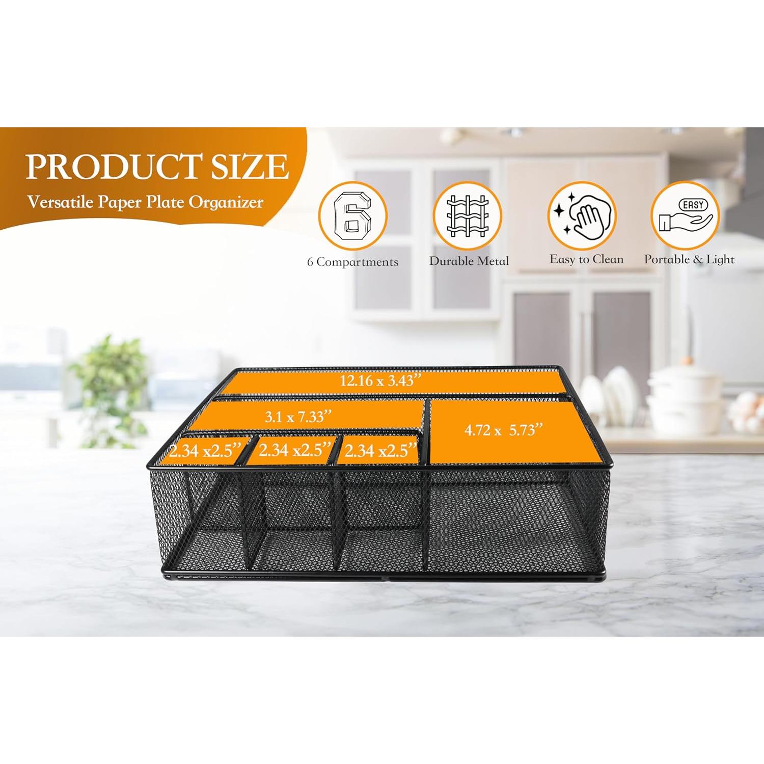 Organizador de Platos de Papel Rehuei con Soporte para Utensilios