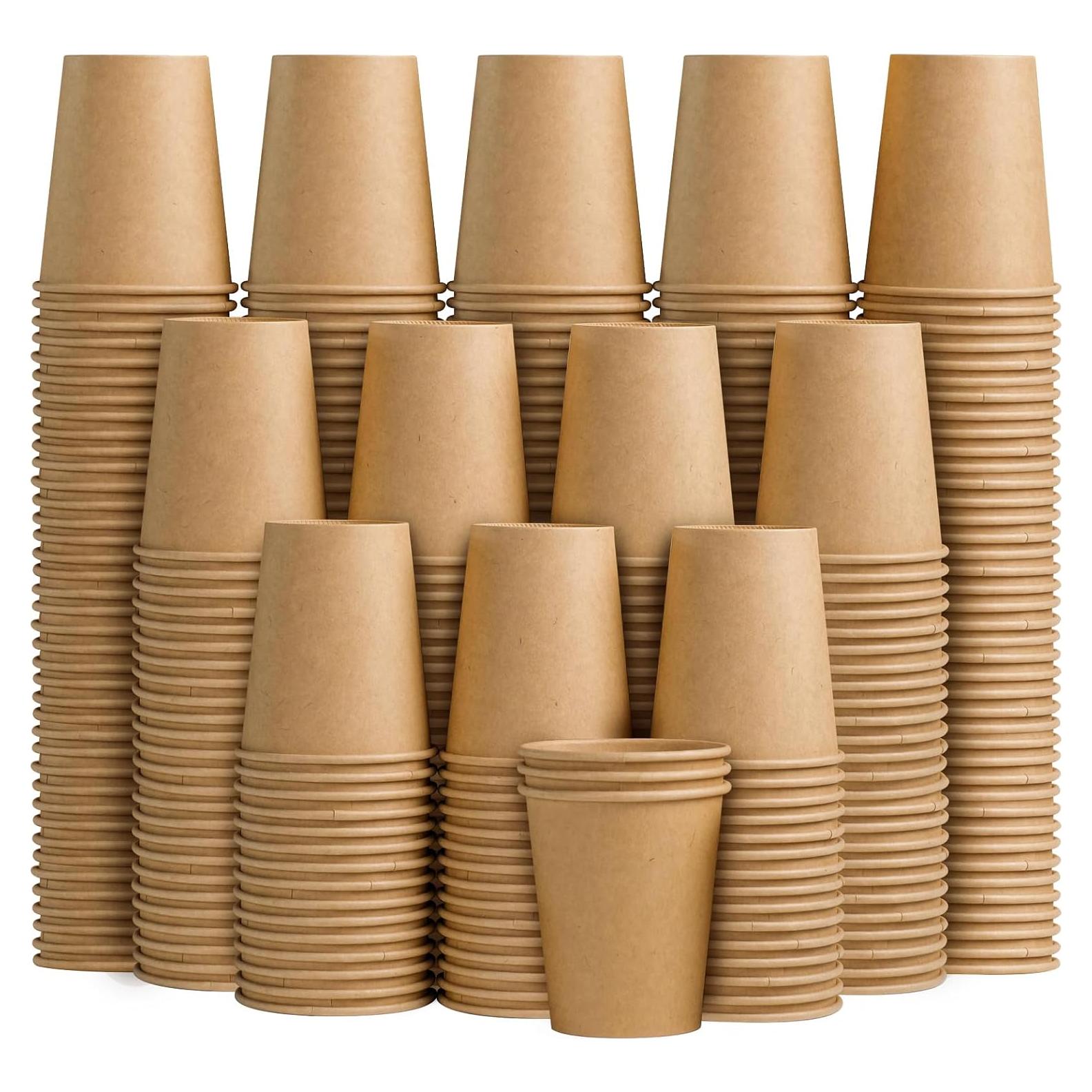180 Tazas de Papel Kraft 8 oz Desechables Clawsoff