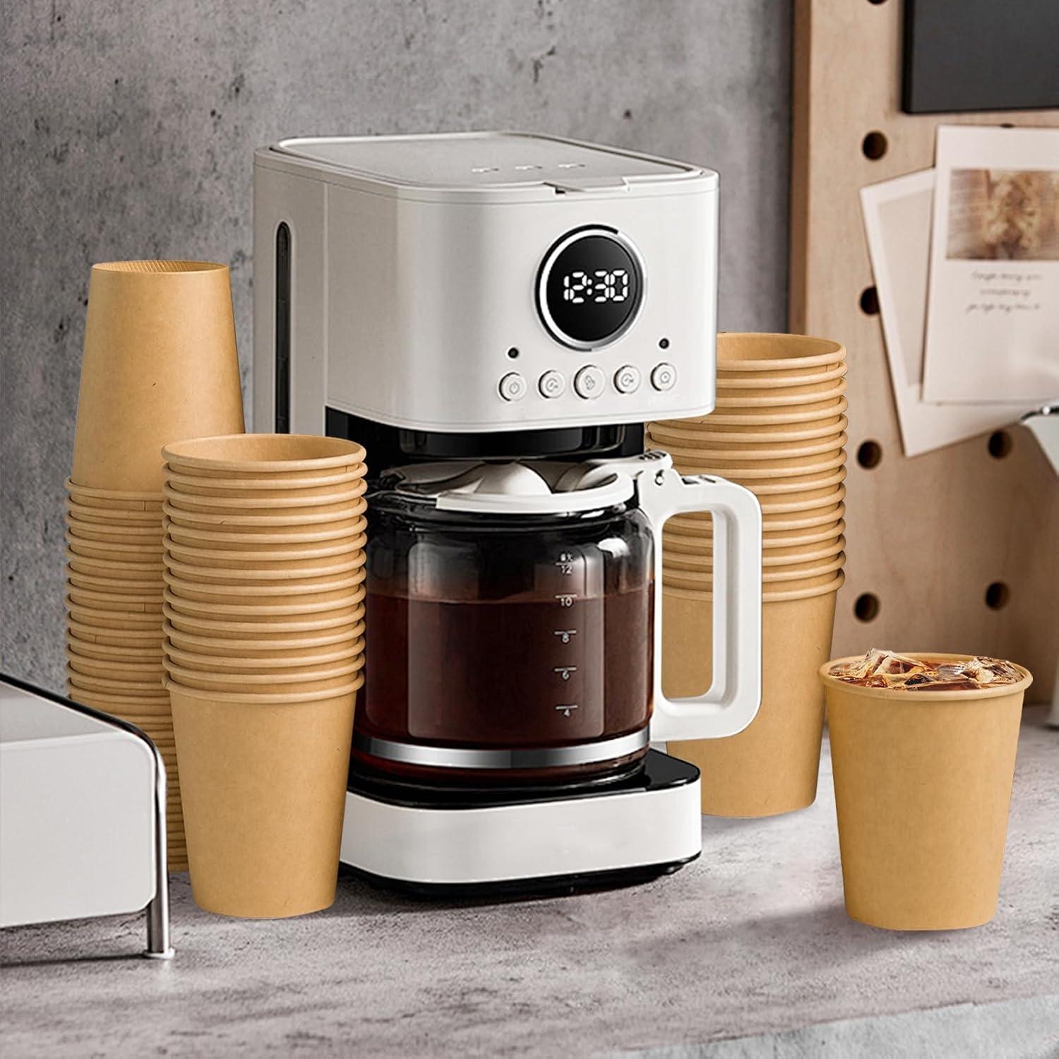 180 Tazas de Papel Kraft 8 oz Desechables Clawsoff