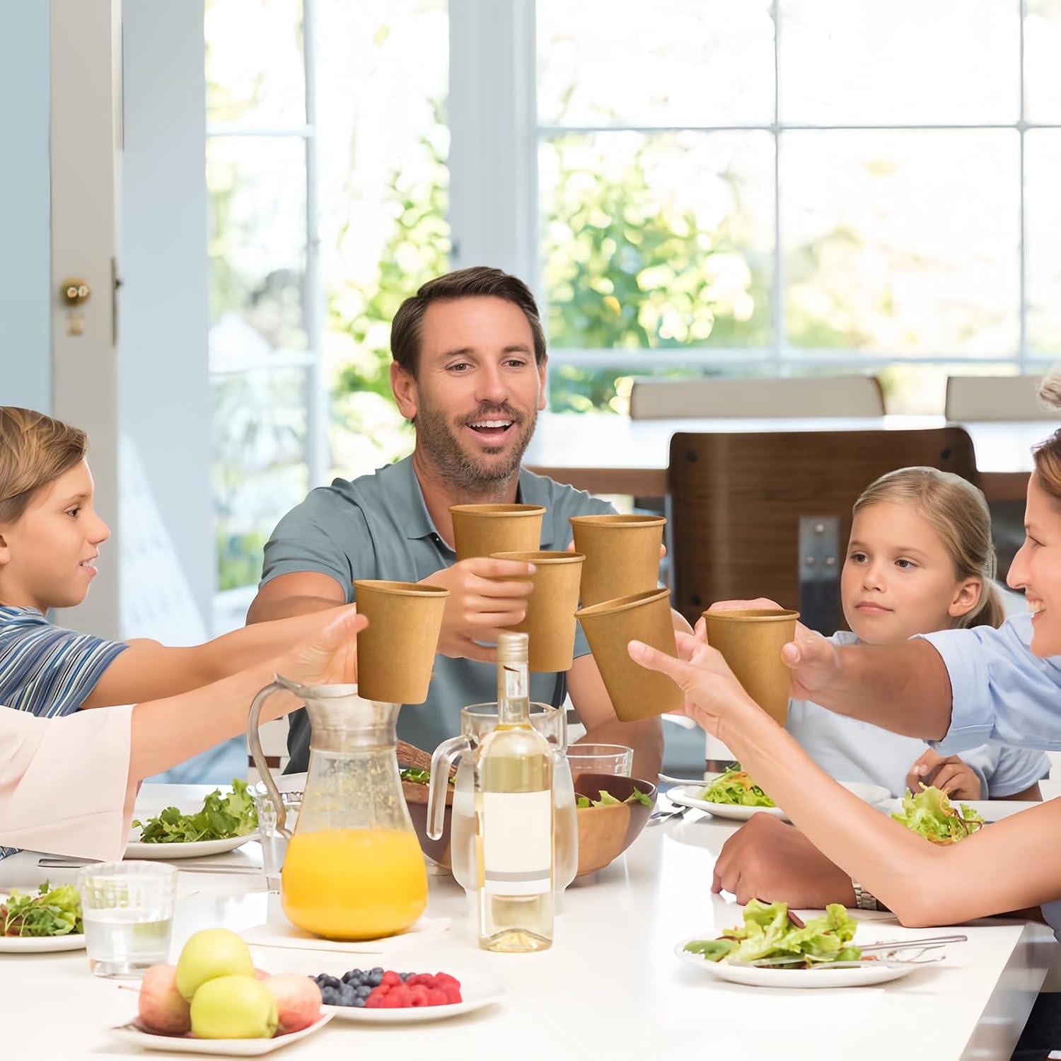 180 Tazas de Papel Kraft 8 oz Desechables Clawsoff