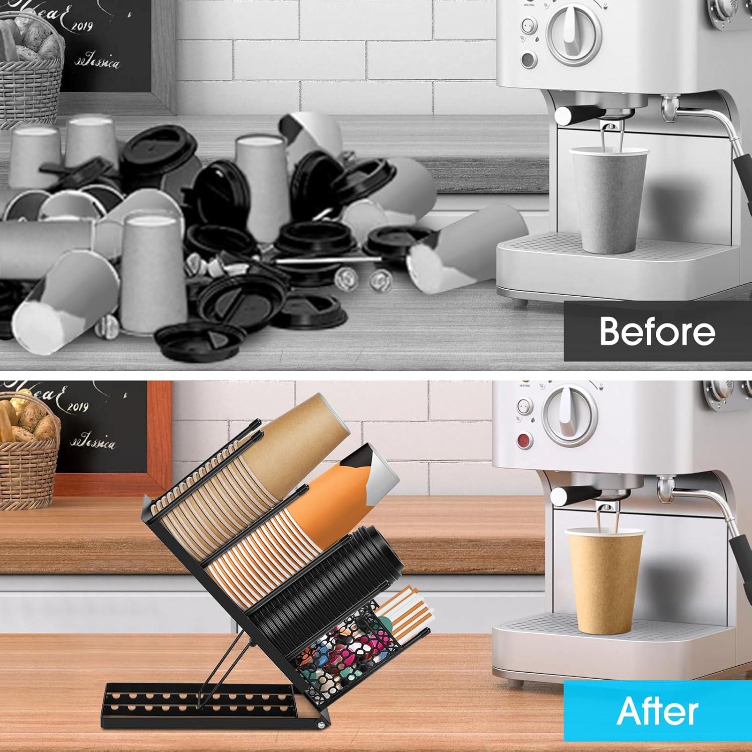 Soporte para Tazas y Tapas ShineMe Ajustable 4 Compartimentos