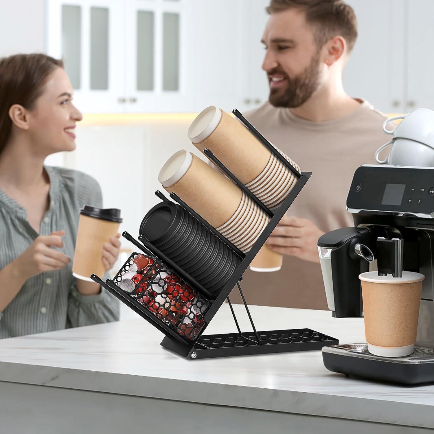 Soporte para Tazas y Tapas ShineMe Ajustable 4 Compartimentos