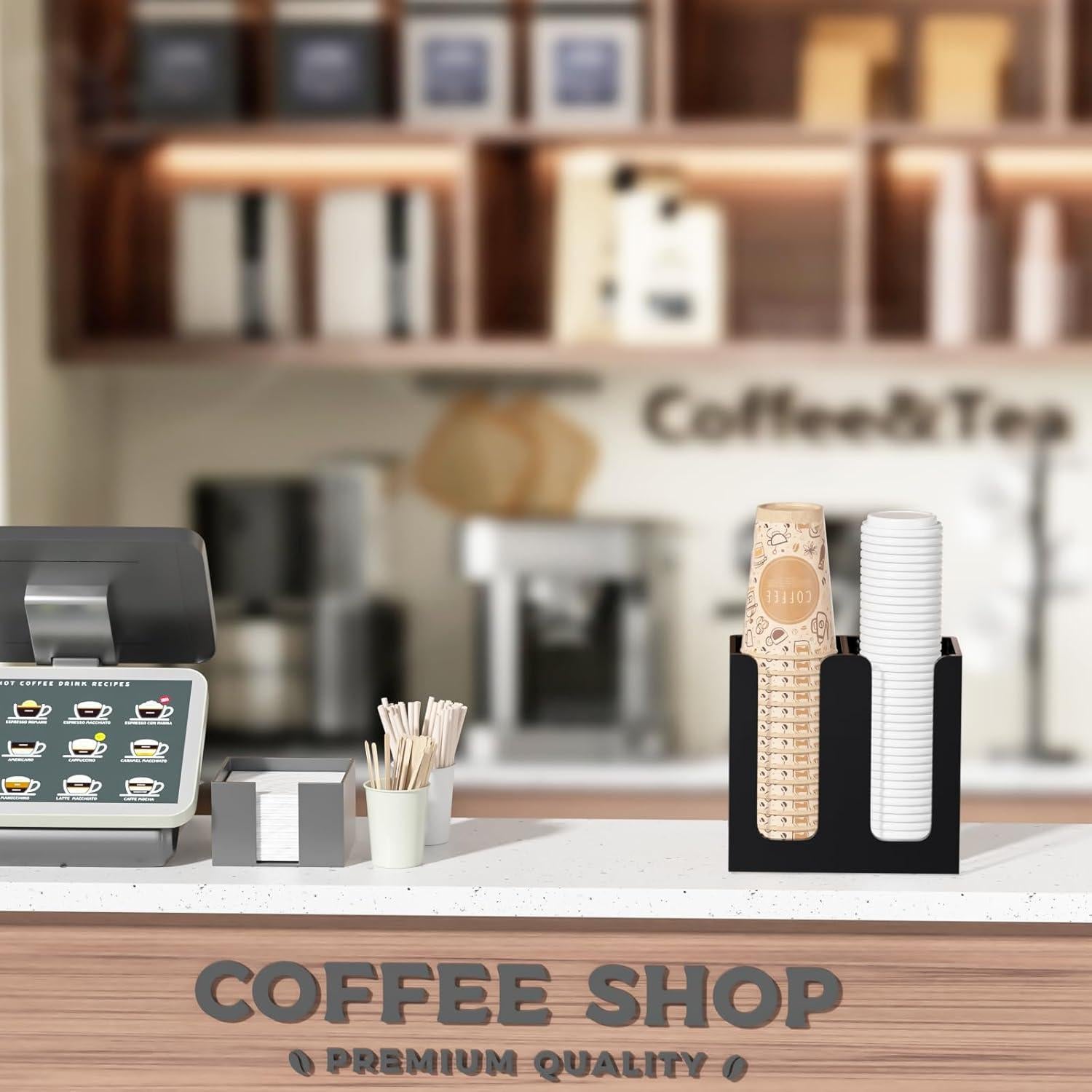 Organizador de Tazas Acrílico WINFFOR 2 Compartimentos Negro