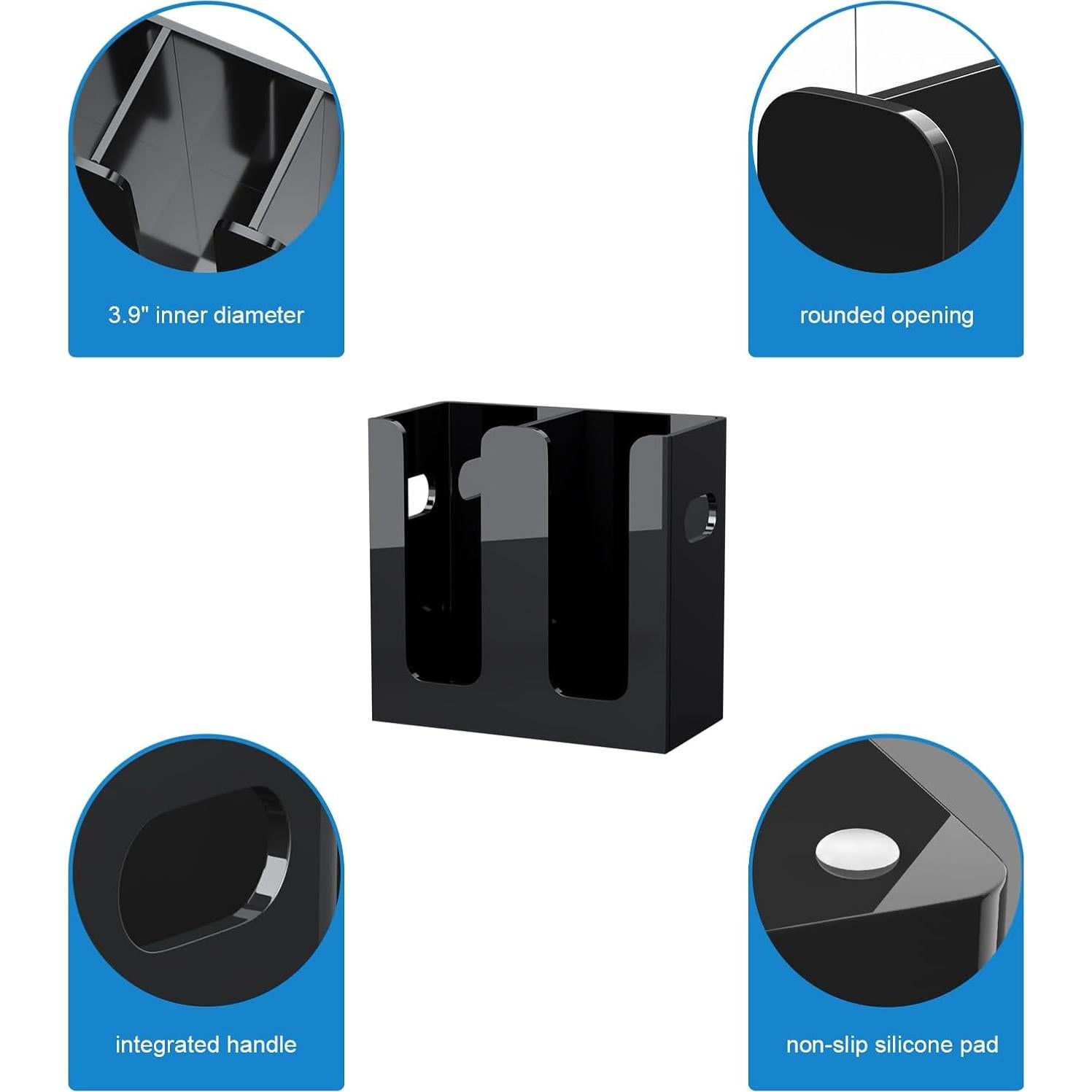 Organizador de Tazas Acrílico WINFFOR 2 Compartimentos Negro