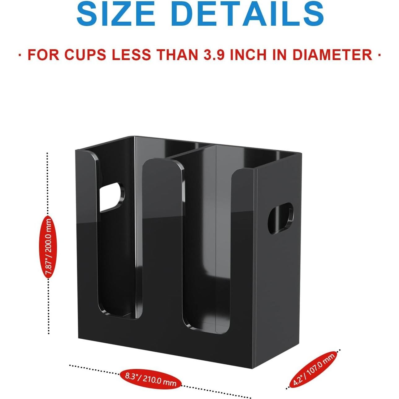 Organizador de Tazas Acrílico WINFFOR 2 Compartimentos Negro