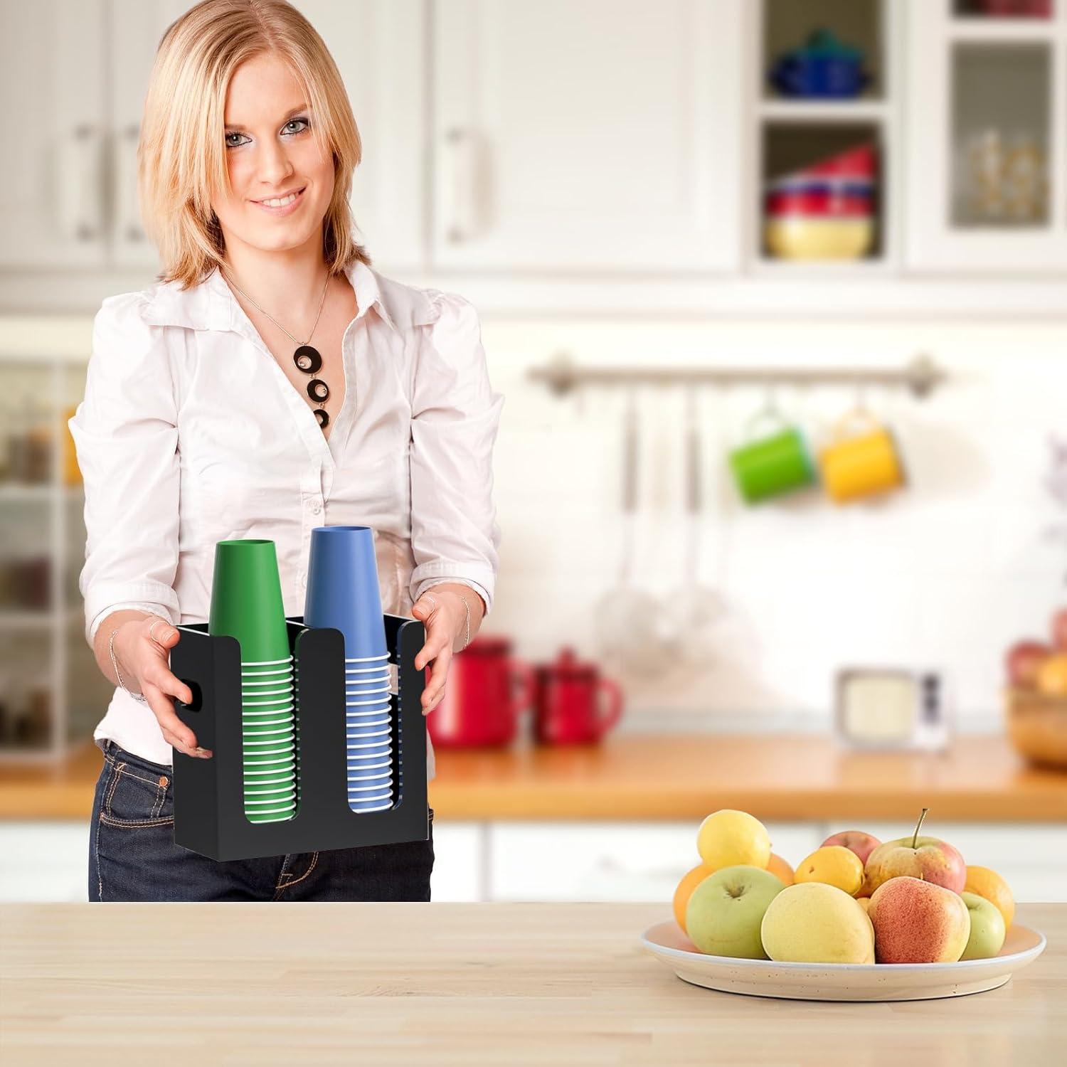 Organizador de Tazas Acrílico WINFFOR 2 Compartimentos Negro