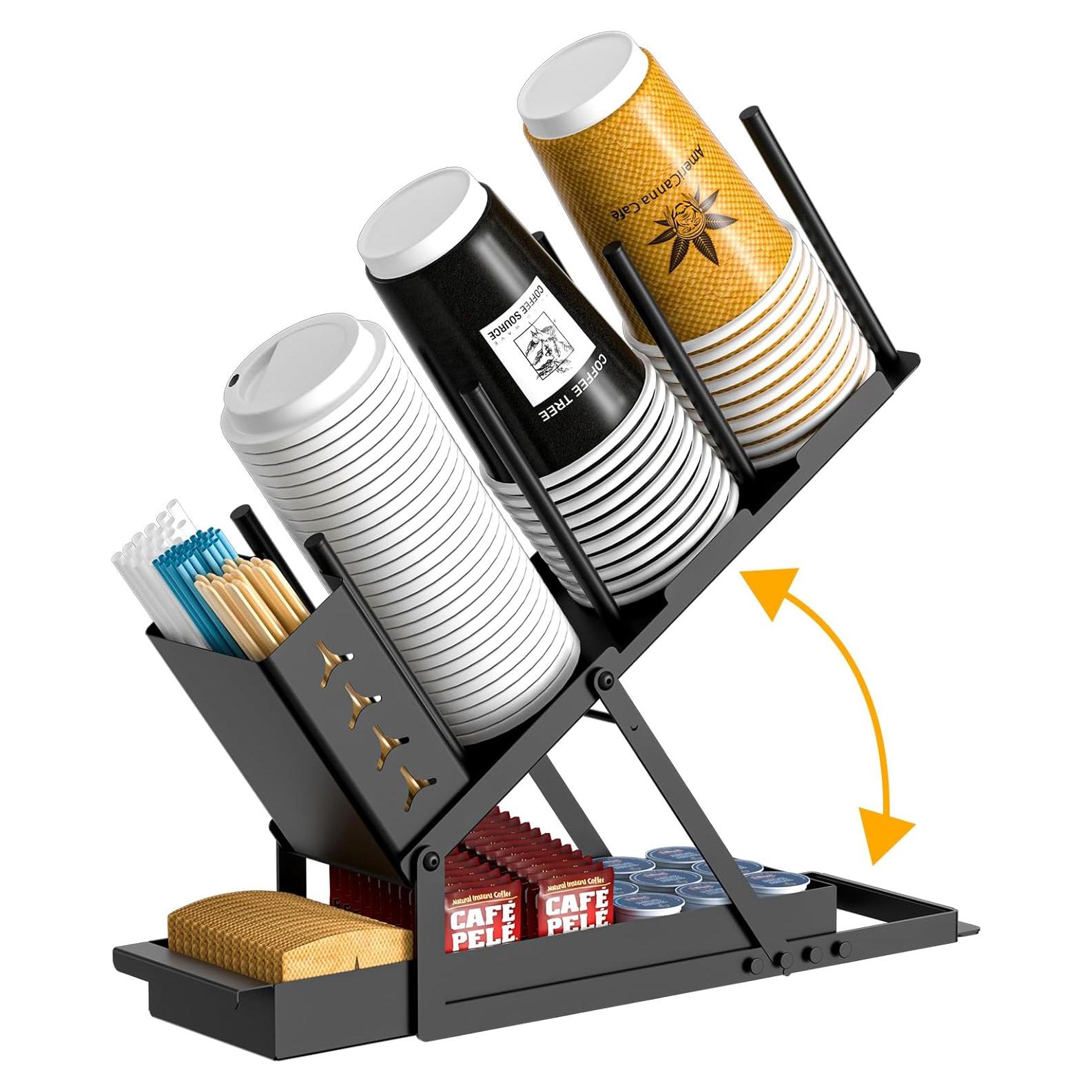 Soporte Organizador de Tazas RCHYFEED Metal Negro 120 Tazas