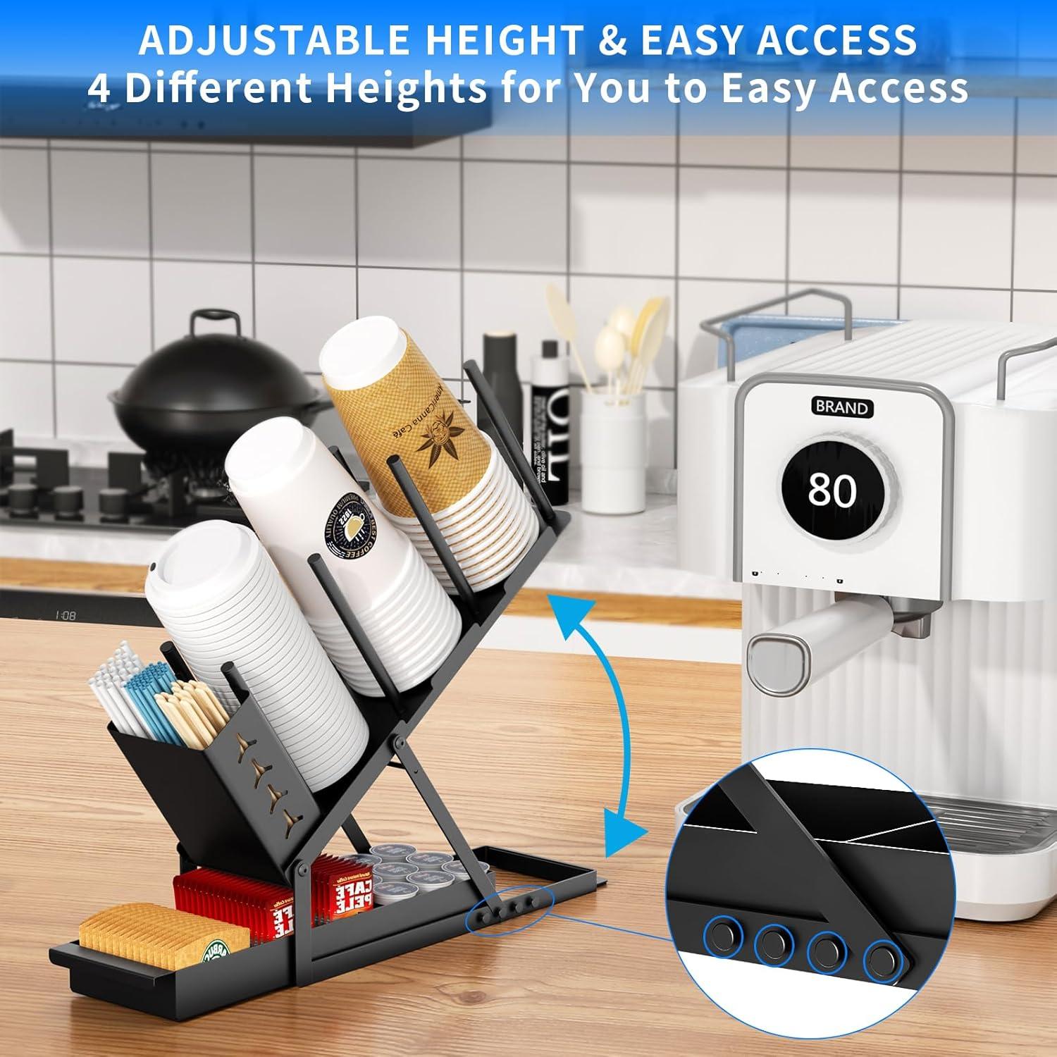 Soporte Organizador de Tazas RCHYFEED Metal Negro 120 Tazas