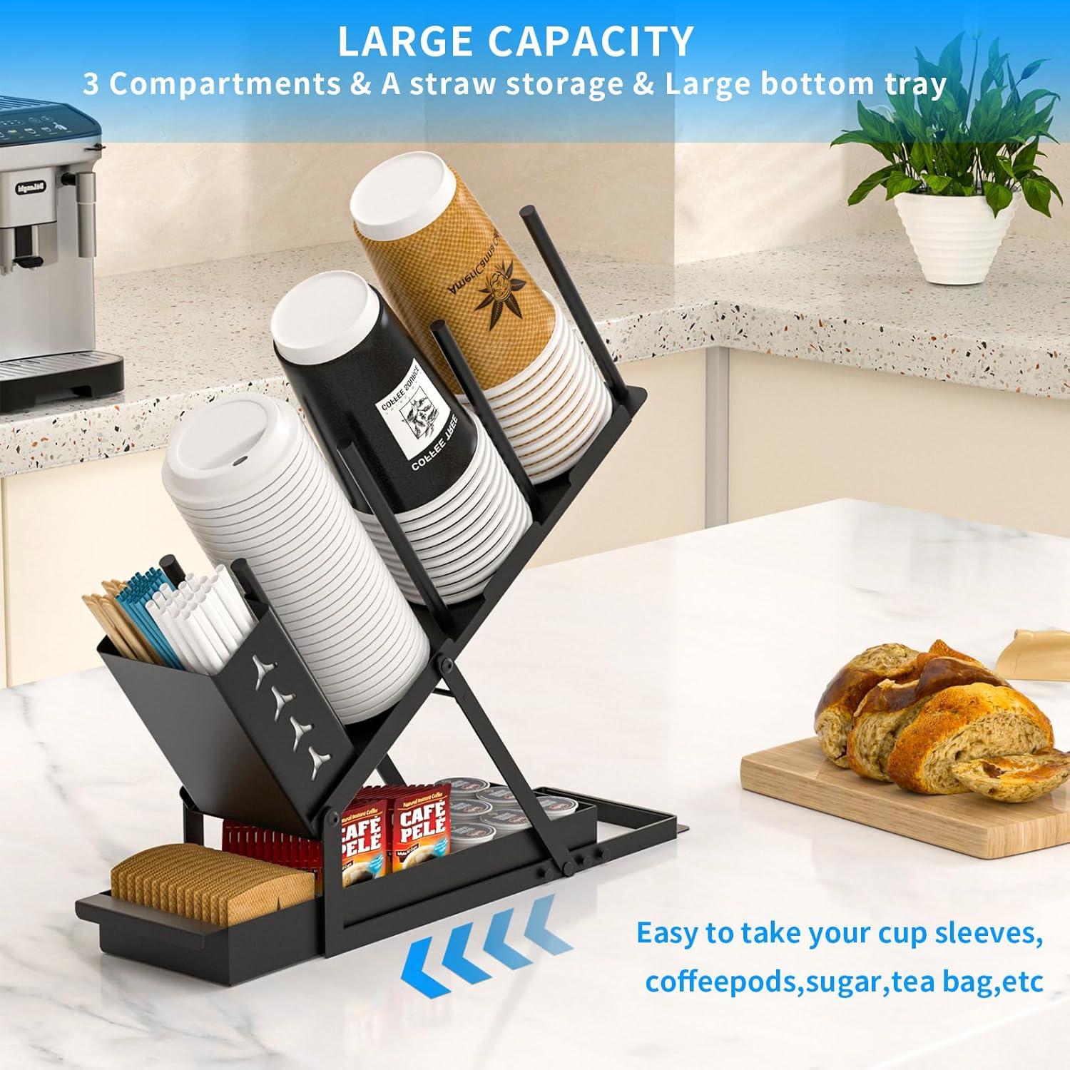 Soporte Organizador de Tazas RCHYFEED Metal Negro 120 Tazas