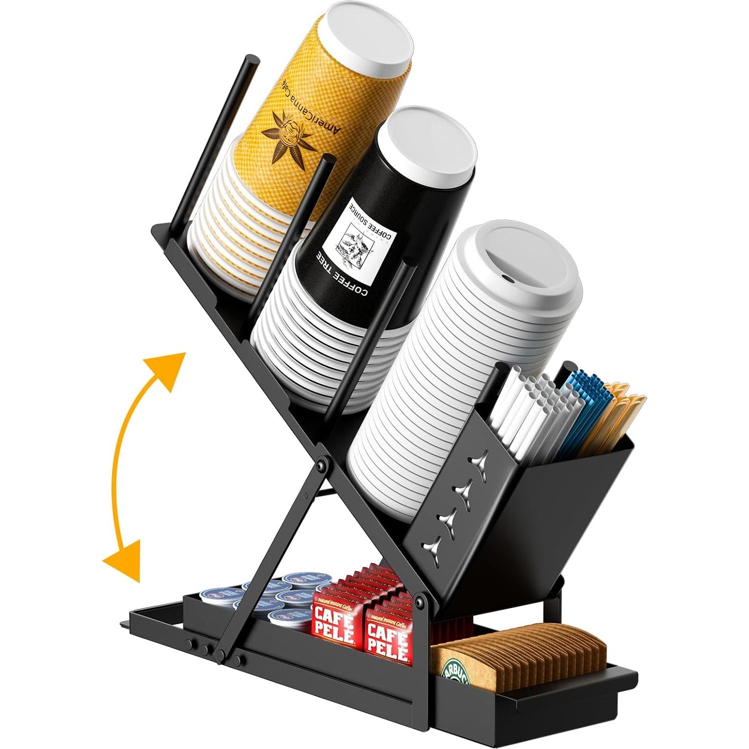 Soporte Organizador de Tazas RCHYFEED Metal Negro 120 Tazas