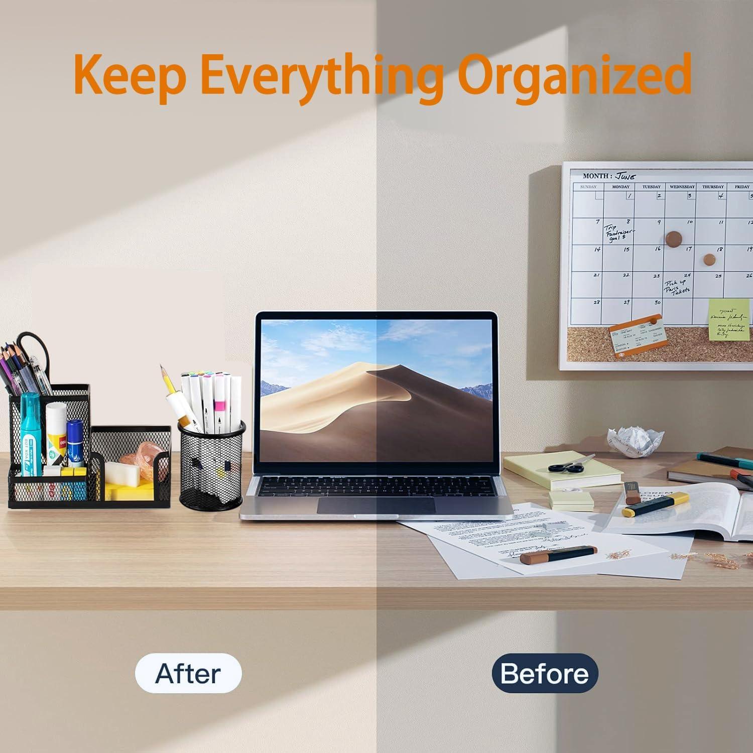 Organizador de escritorio Moonlik negro 3 compartimentos