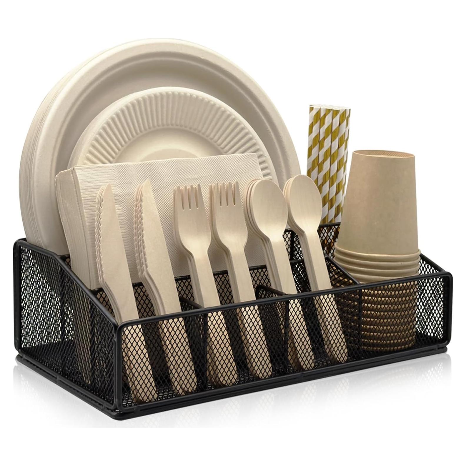 Organizador de Platos de Papel DysanVica 6 Compartimentos Negro