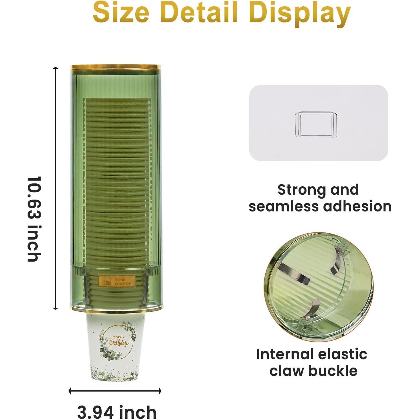 Dispensador de Tazas Talkson Verde 4-7 oz Montado en Pared