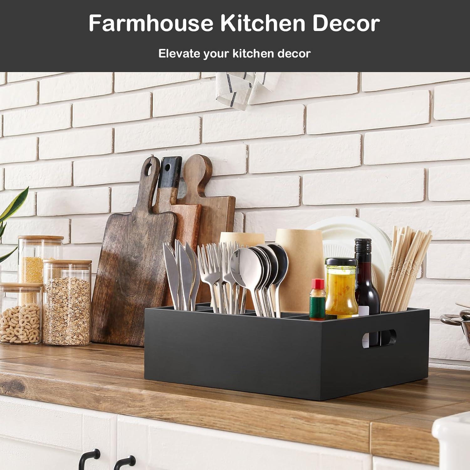 Caddy de Utensilios Negro GCWSTJK con 6 Compartimentos