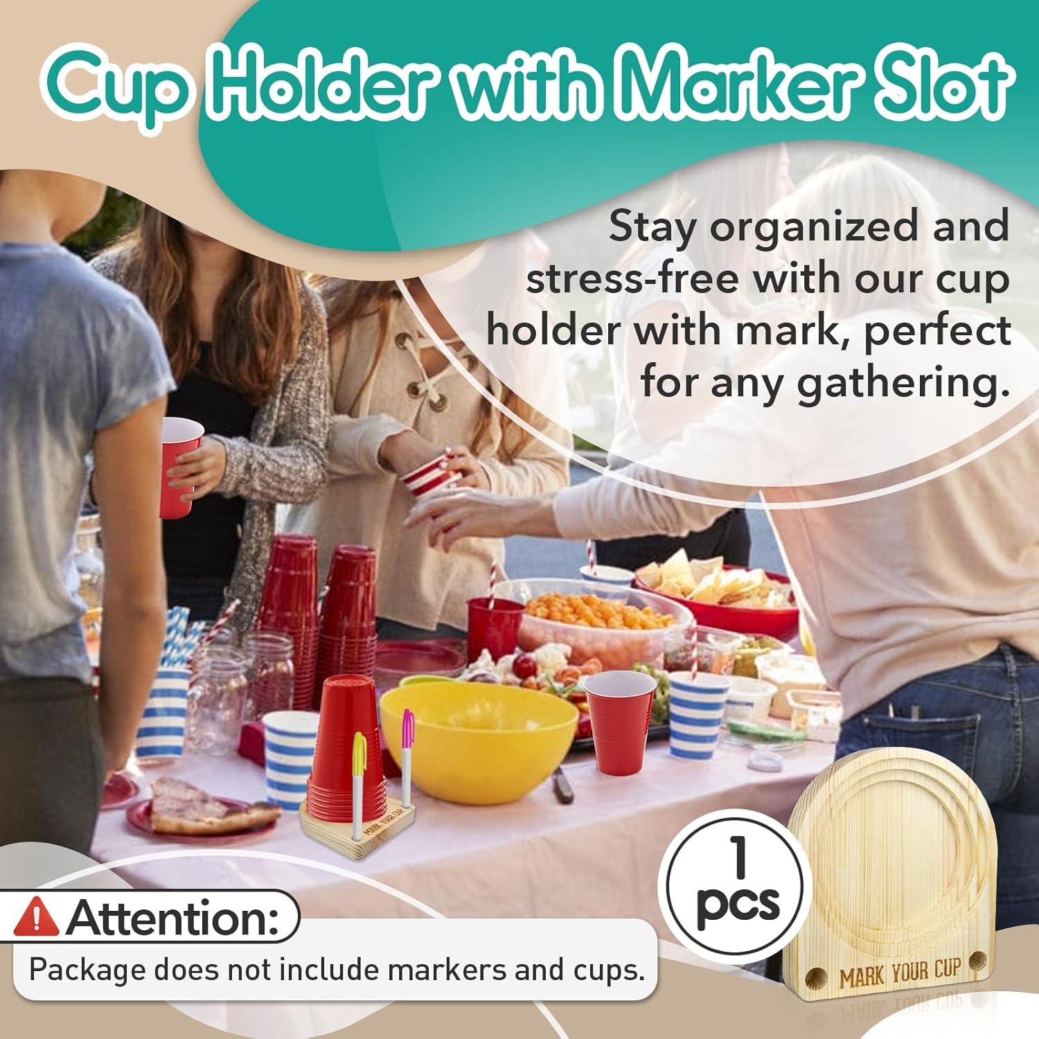 Soporte de Madera para Vasos Gfdoso con Marcador 12.7x11.18cm