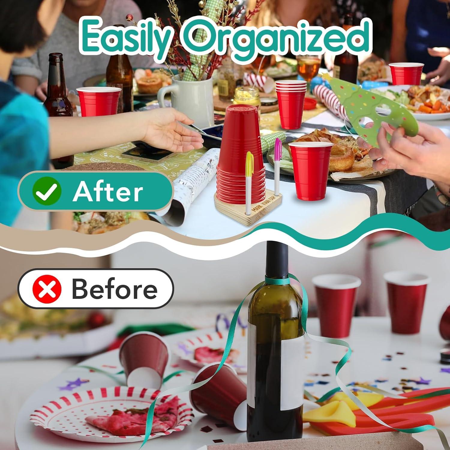 Soporte de Madera para Vasos Gfdoso con Marcador 12.7x11.18cm