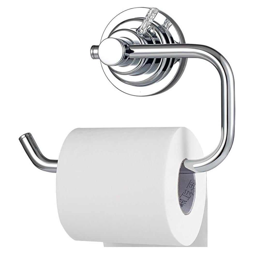 Soporte de Papel Higiénico BOPai con Ventosa Cromo 3,4 kg