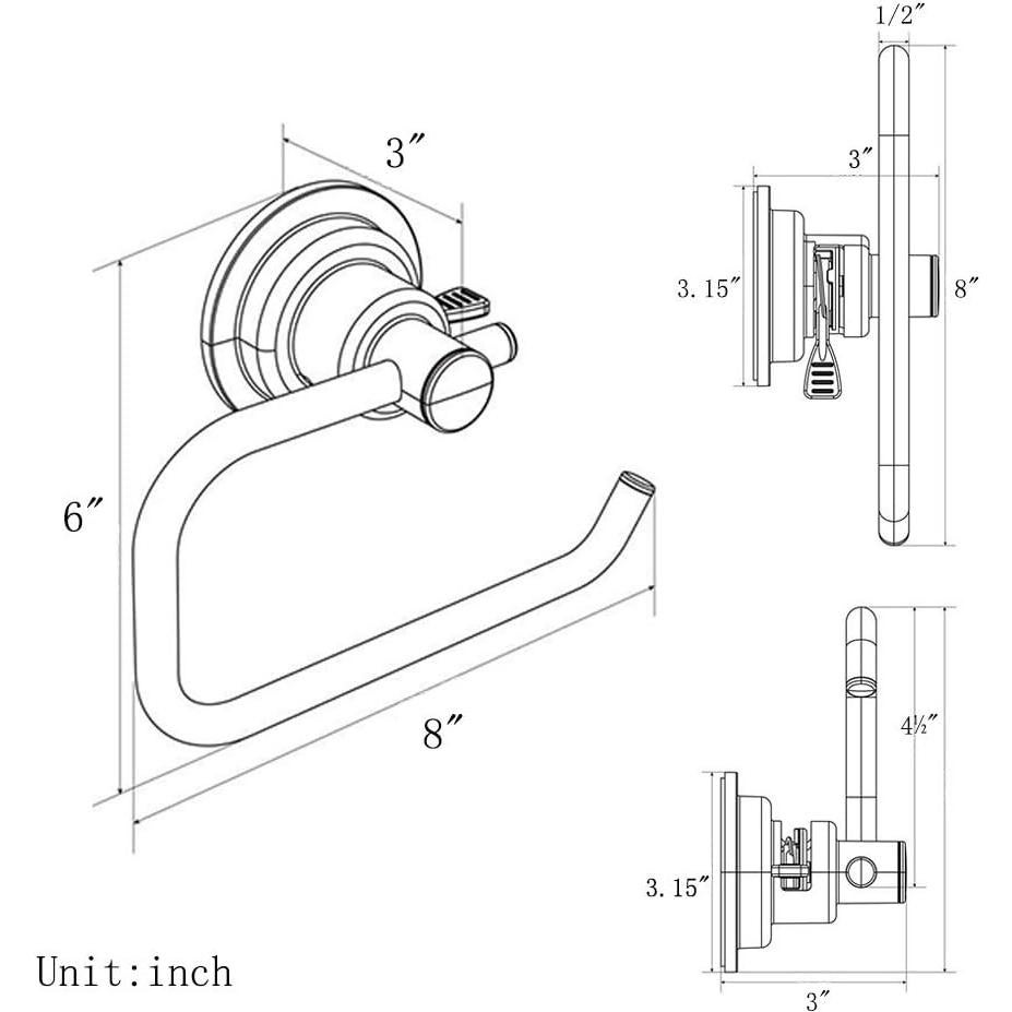 Soporte de Papel Higiénico BOPai con Ventosa Cromo 3,4 kg