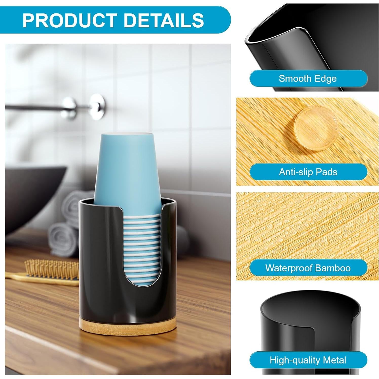 Dispensador de Tazas VITVITI para Baño Negro 4 OZ