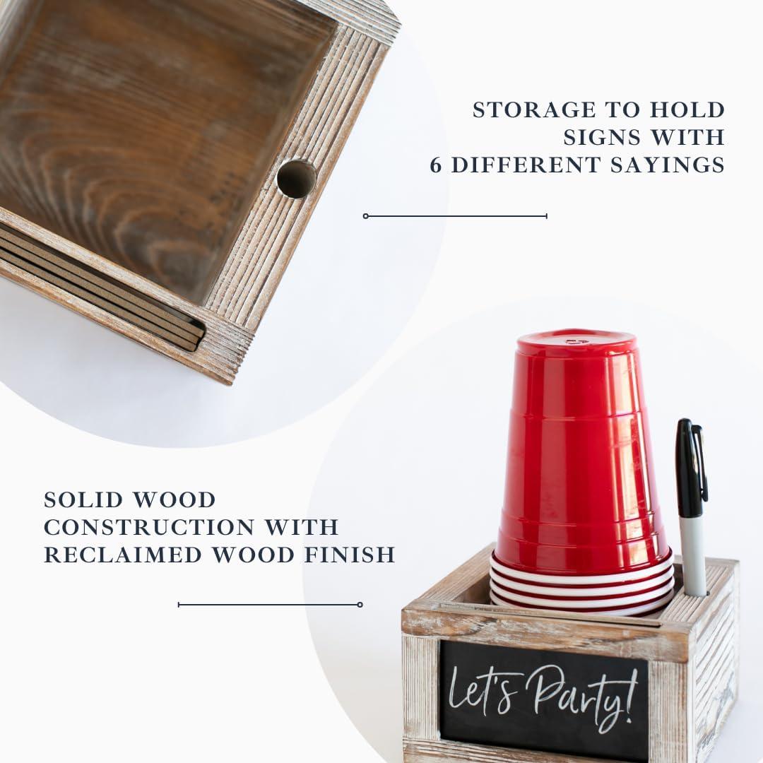 Soporte para Tazas de Madera Ford & Row - 6 Señales Intercambiables