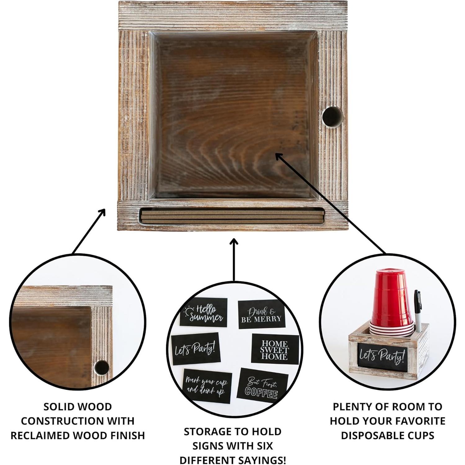 Soporte para Tazas de Madera Ford & Row - 6 Señales Intercambiables