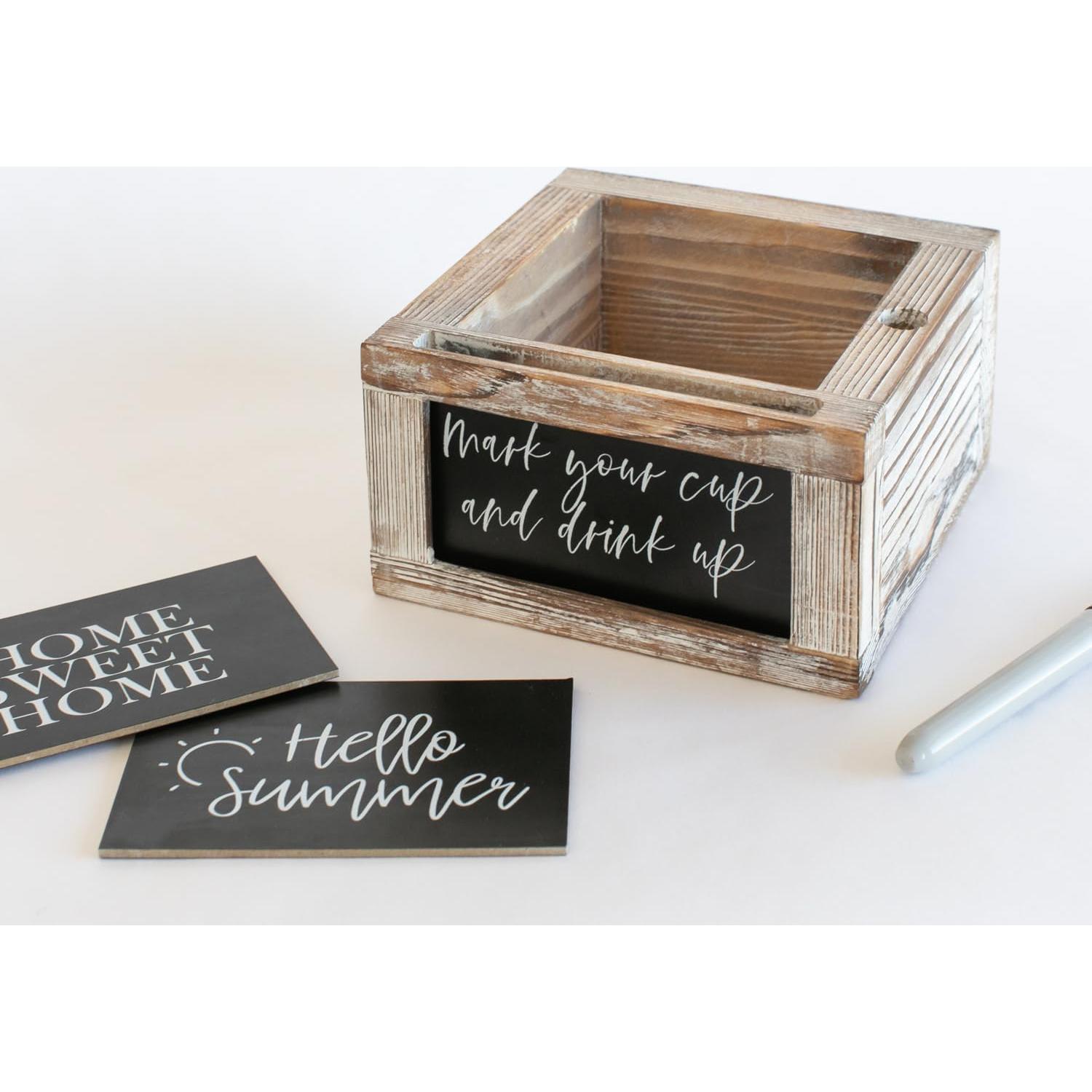 Soporte para Tazas de Madera Ford & Row - 6 Señales Intercambiables