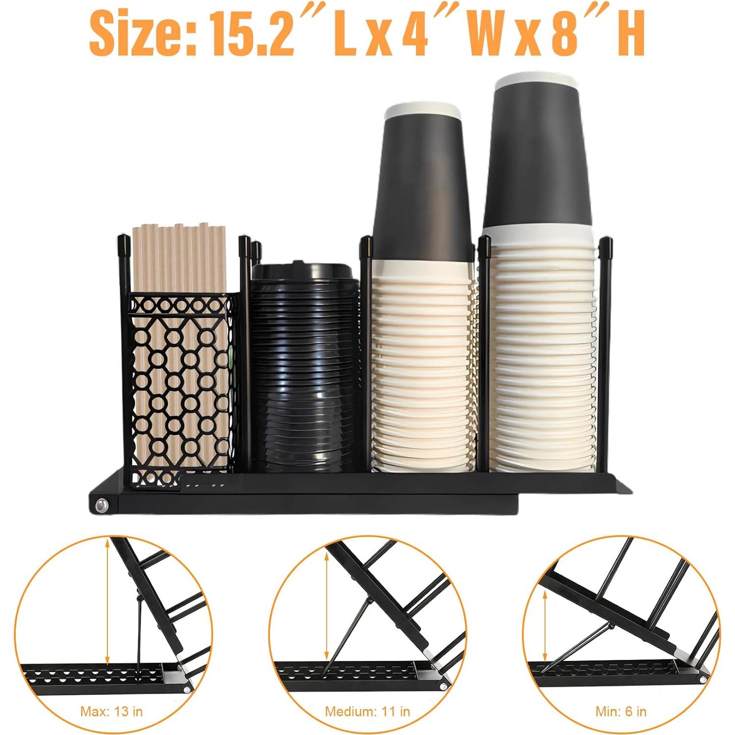 Soporte Organizador para Tazas y Tapas SANWICH Negro