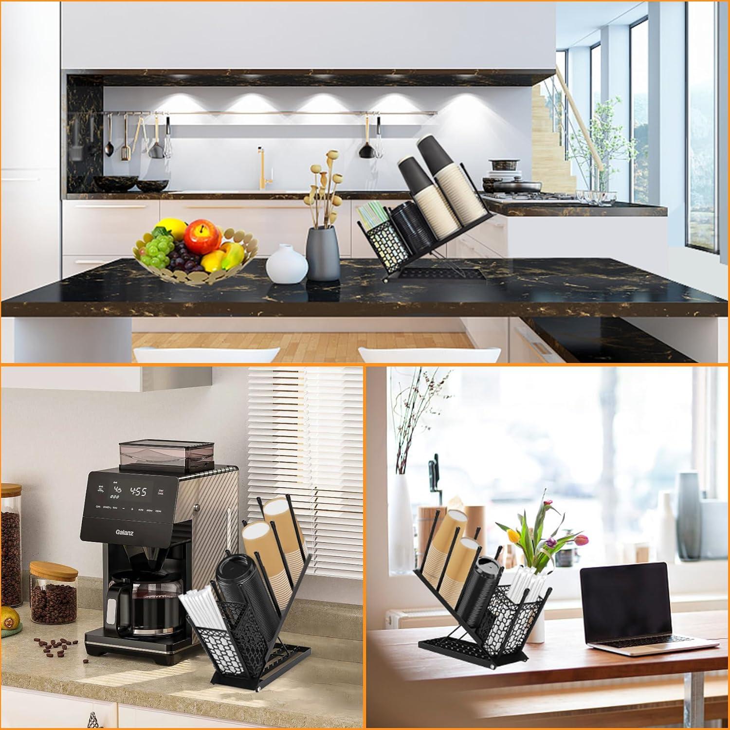 Soporte Organizador para Tazas y Tapas SANWICH Negro