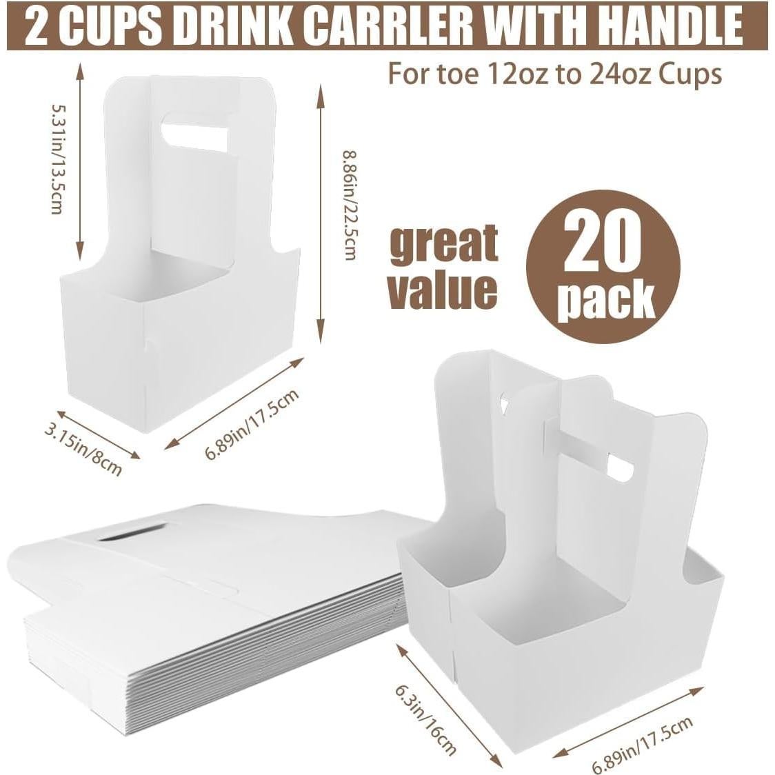 Portador de Bebidas Cunguv Blanco para 2 Tazas - 20 Unidades