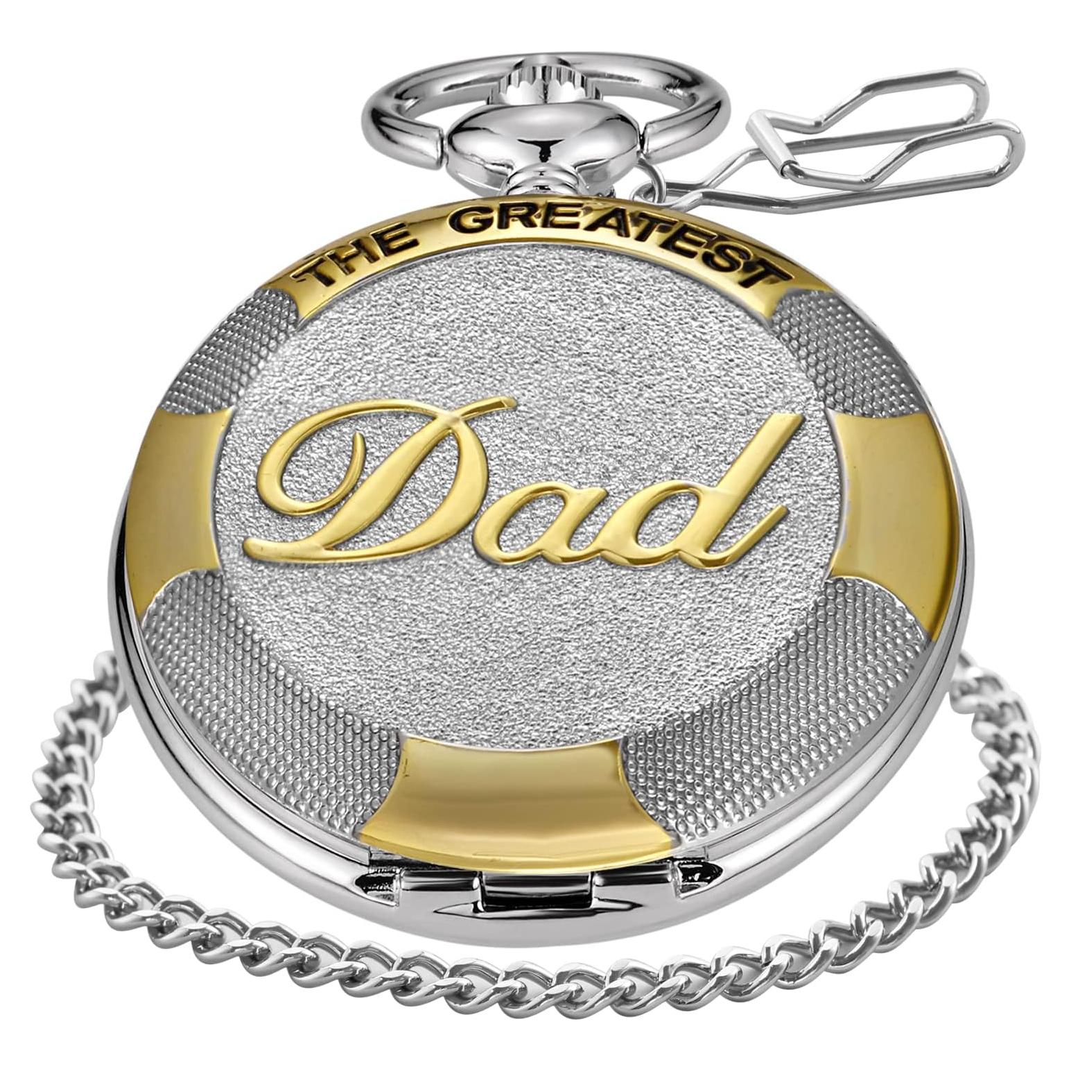 Reloj de bolsillo SwitchMe grabado para papá con cadena