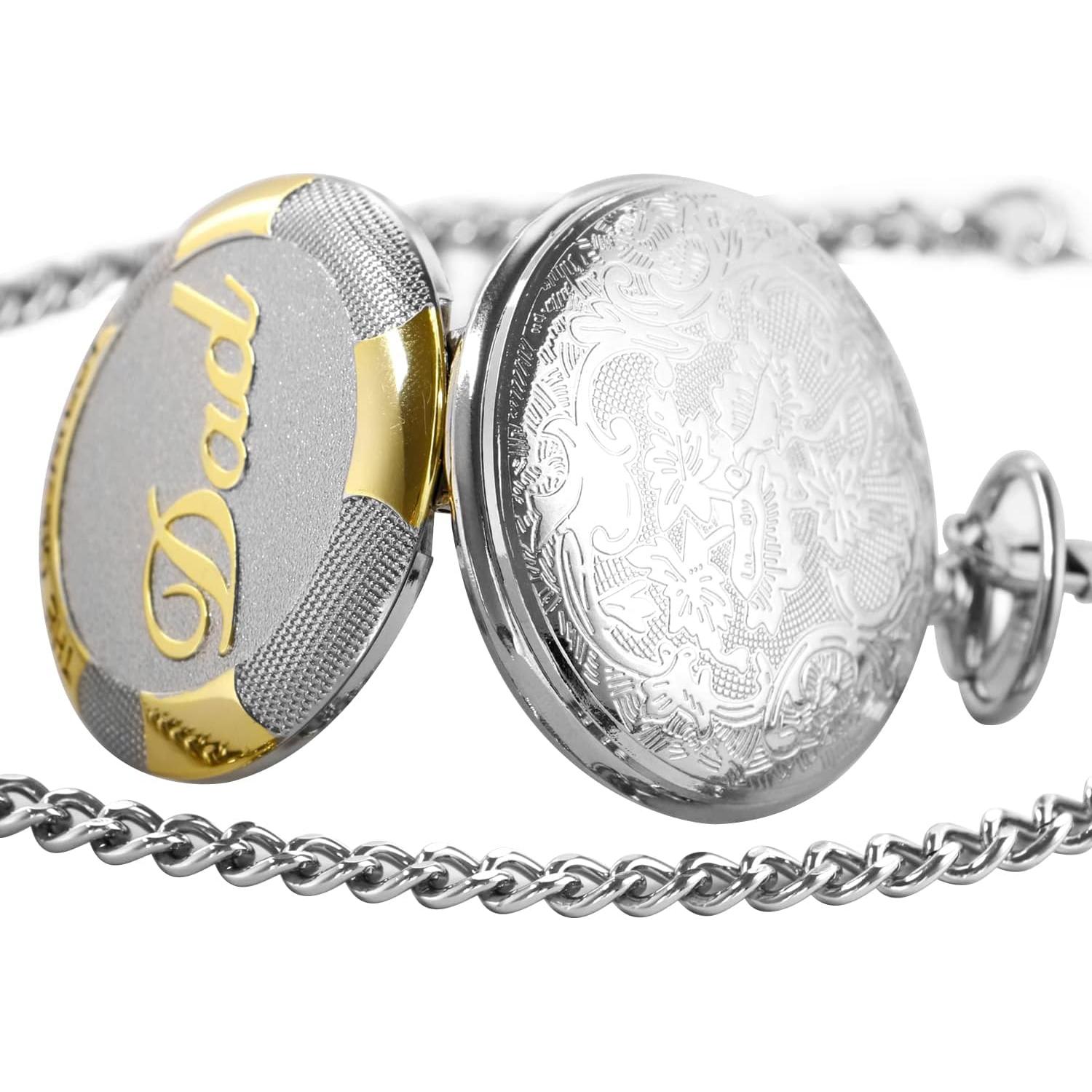 Reloj de bolsillo SwitchMe grabado para papá con cadena