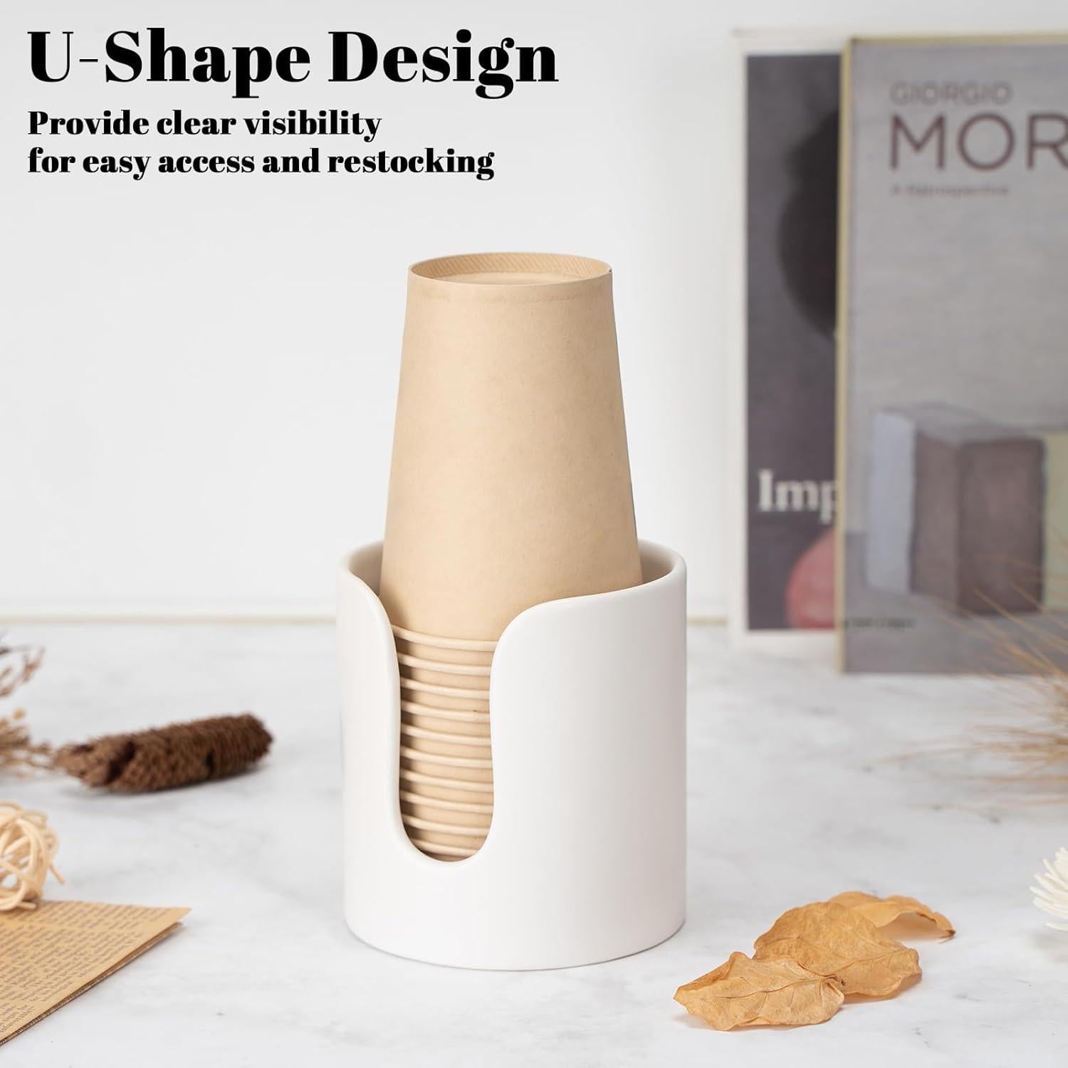 Dispensador de Tazas Cerámica UHEY HOME Blanco Juego de 2